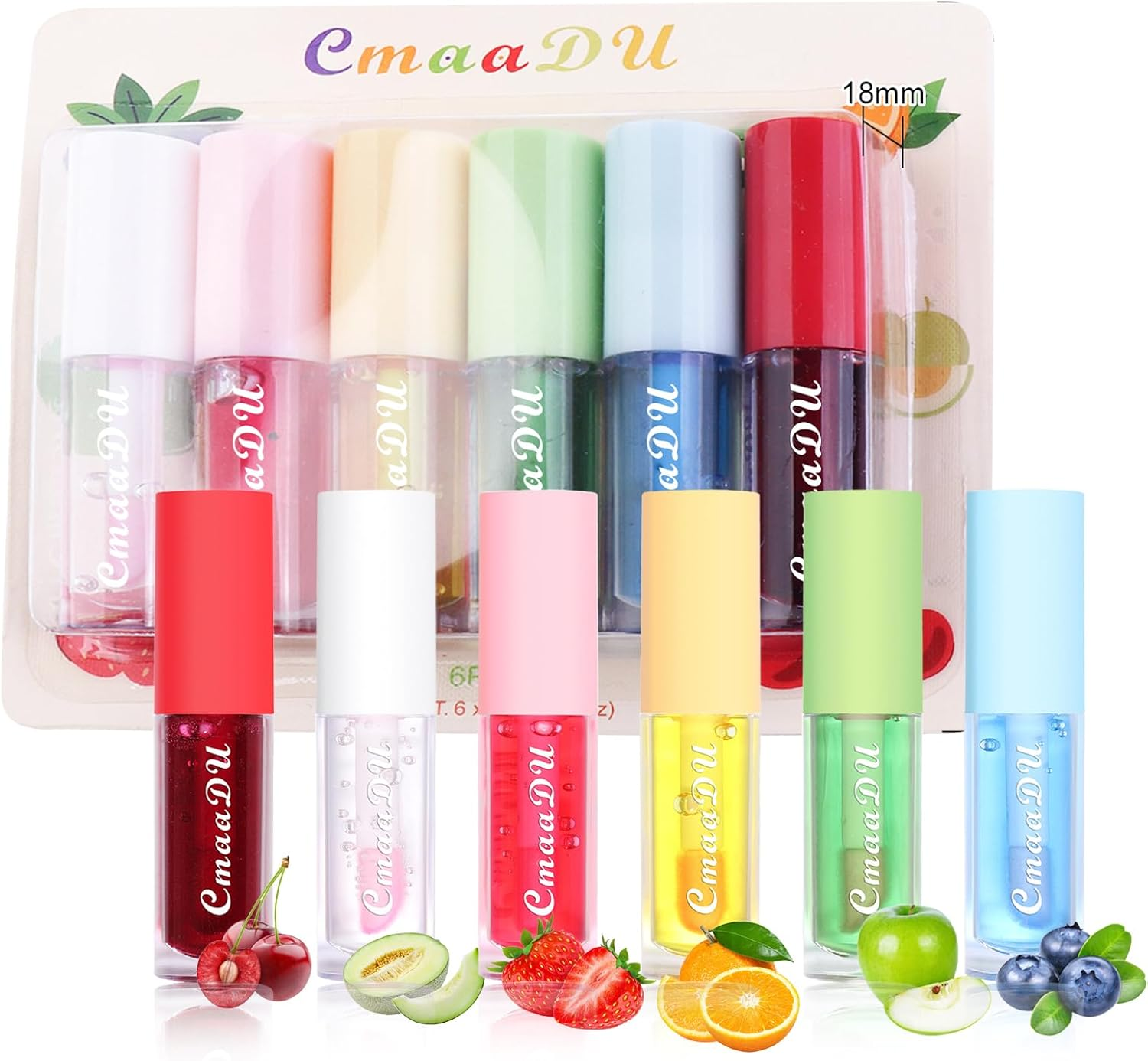 Enmart 6 Pcs Lip Oil Set, Plumping Lip Gloss, Changing Lip Oil Tinted, Fruit Makeup Lip Gloss, High Shine, Non-Sticky Finish, Moisturizing Nourishing Lipstick Anti-Wrinkle Lip Balm