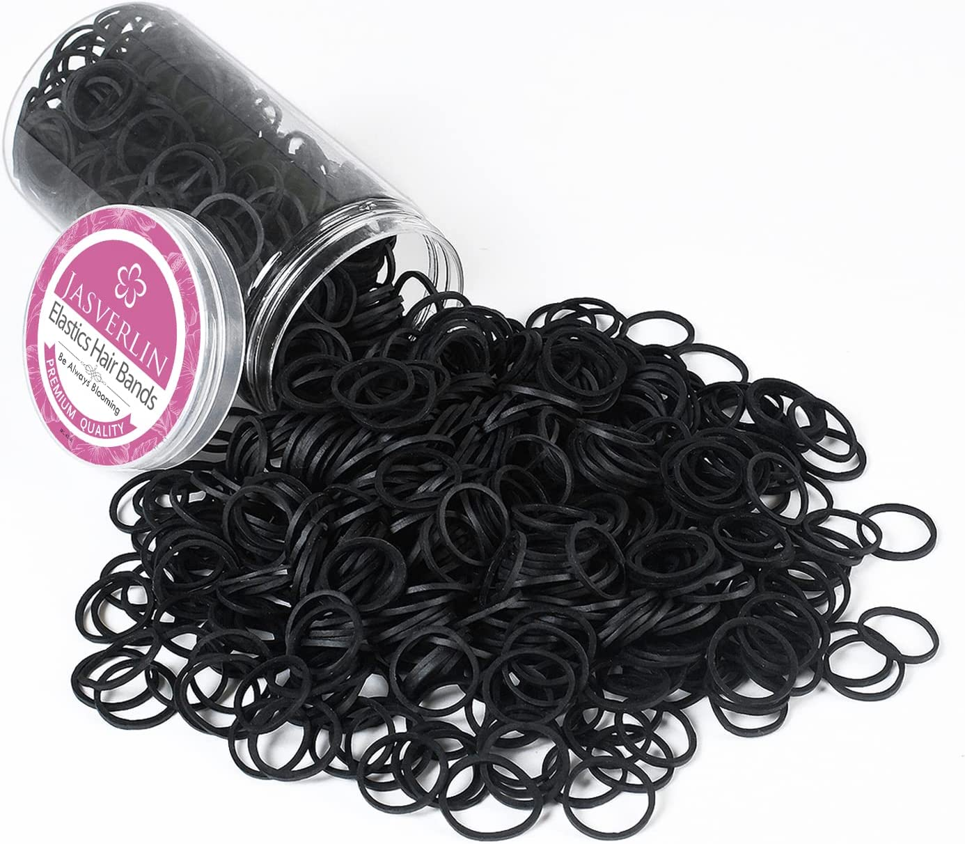 JASVERLIN 3/4Inch Elastics Hair Rubber Bands Colorful, Baby Elastic Band Hair Ties Ponytail Braid Holder Loom Tiny Small Scrunchies for Thick Women Girls Kids 1000Pcs