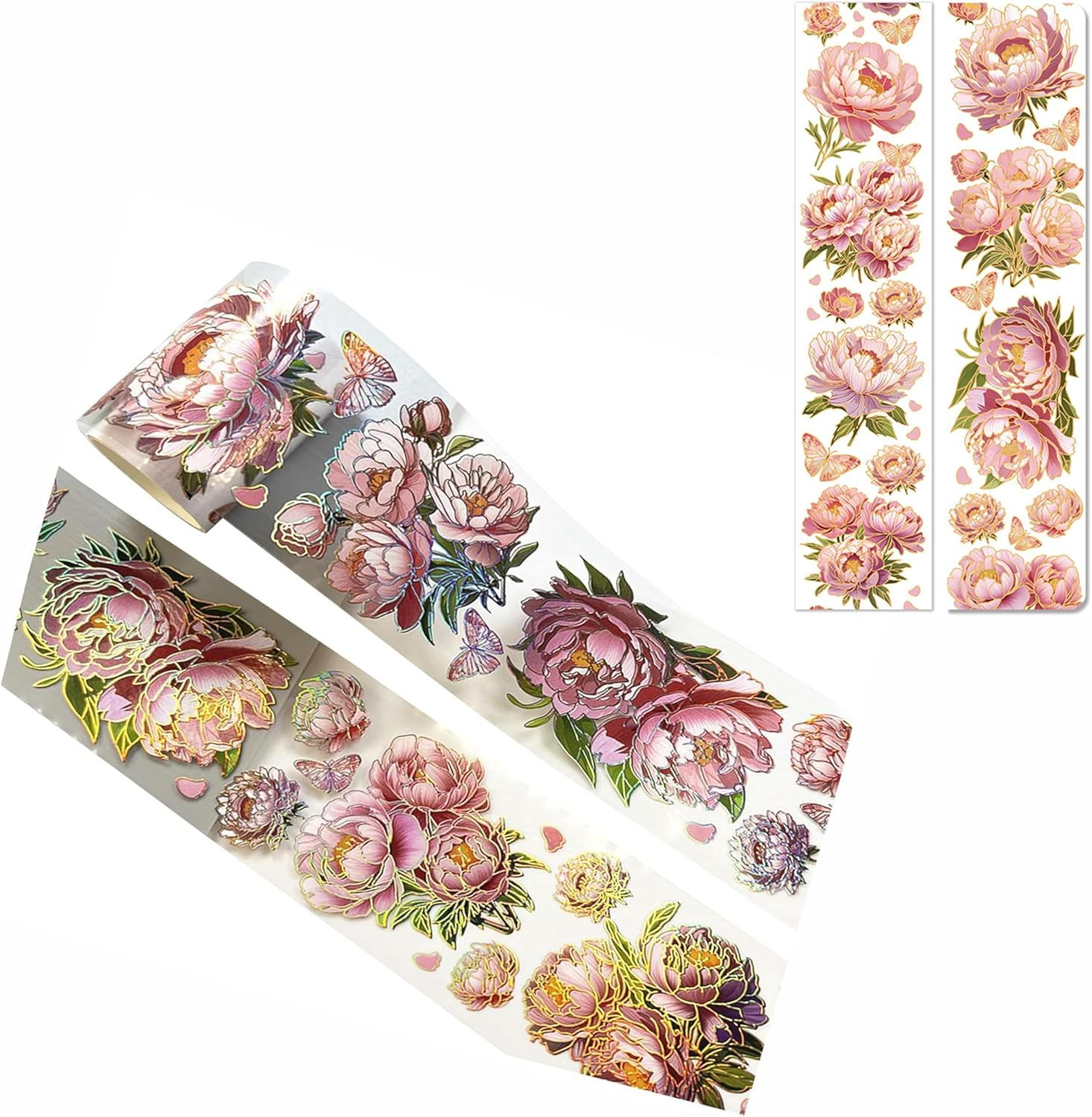 Vintage Floral Tapes,Craft Tape,Handbook Decoration Sticker, Handbook Tape with Plant Decoration Stamping Crafts,Diy Gift Wrapping Crafts for Scrapbooking Supplies Party Decorations Books (Bamboo)