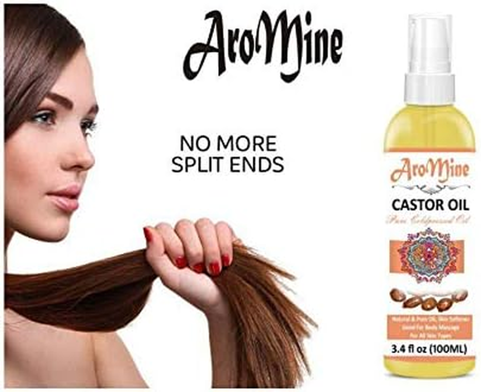 Aromine Castor Oil Pure & Natural, Cold Pressed Organic, Therapeutic Grade Hexane Free for Hair Growth, Face & Skin 100Ml) Hair Oil-(100Ml) (100 Ml) image number 3