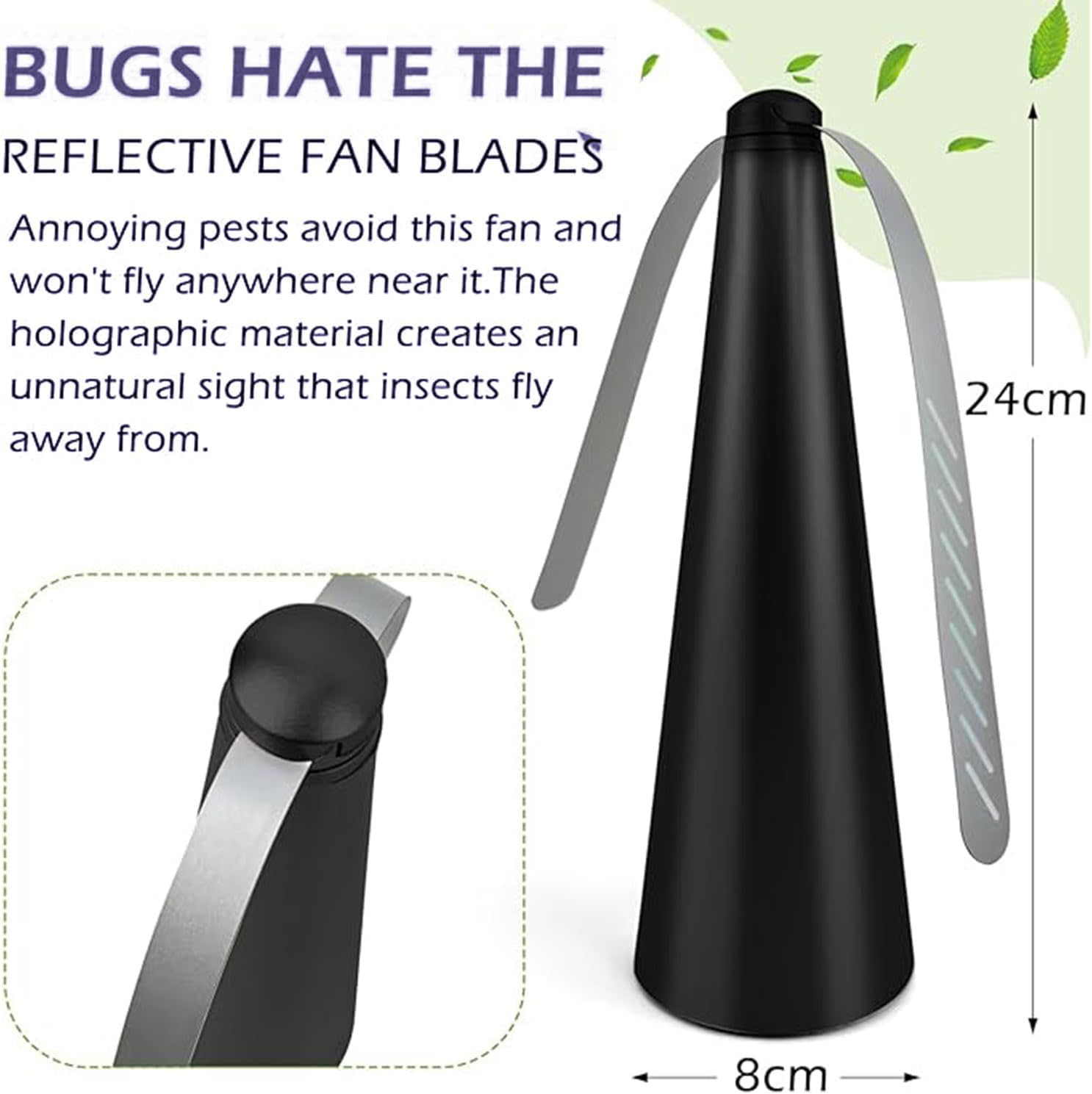 Roczential 3 Black Fly Repellent Fan Outdoor Indoor to Repel Flies, Mosquitoes in Party Kitchen Restaurant Barbecue and Picnic, Black