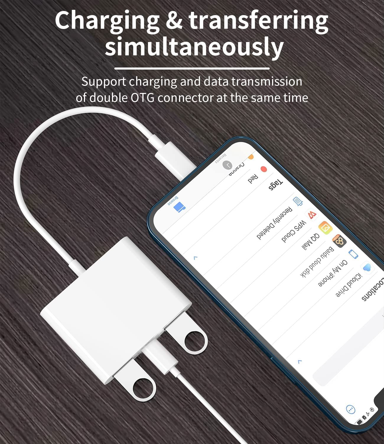 Apple Certified Lightning Male to USB Female Adapter OTG and Charger Cable for Iphone 11 12 Mini Max Pro Xs Xr X Se 7 8Plus Ipad Air a Camera Memory Stick Flash Drive Cord Converter Charging Splitter image number 4