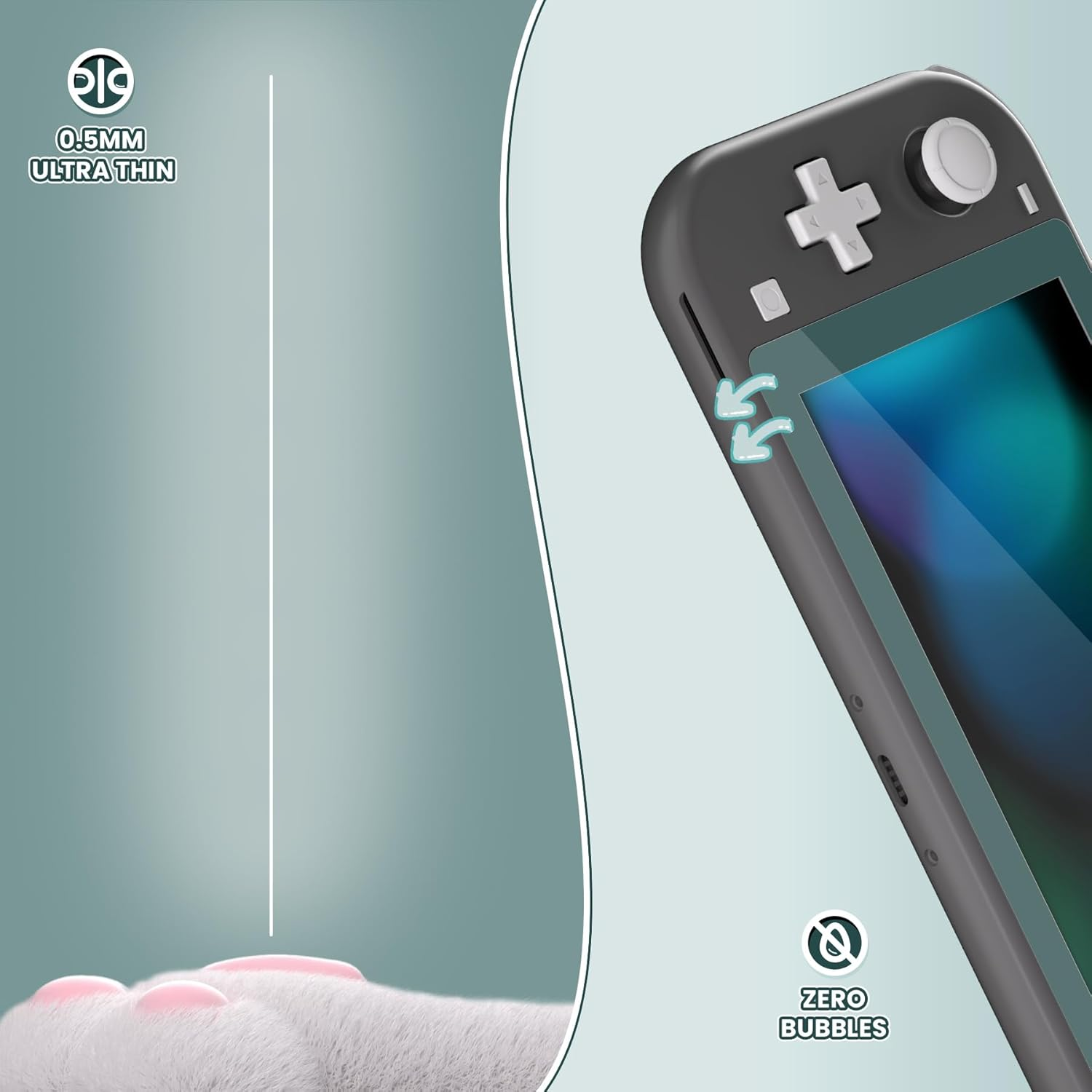 Extremerate 2 Pack Hunter Green Border Transparent HD Clear Saver Protector Film, Tempered Glass Screen Protector for Nintendo Switch Lite [Anti-Scratch, Anti-Fingerprint, Shatterproof, Bubble-Free] image number 1