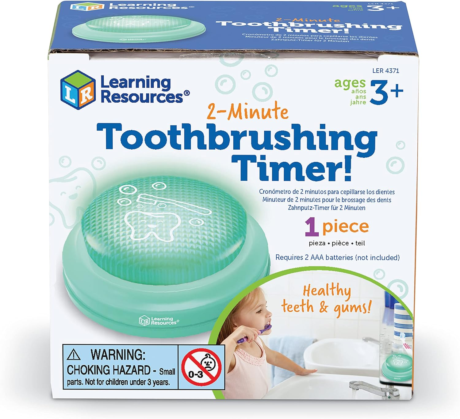 Learning Resources 2-Minute Toothbrushing Timer - Age 3+ Helps Kids Dental Health, Toddler Bathroom Timer for Kids image number 3