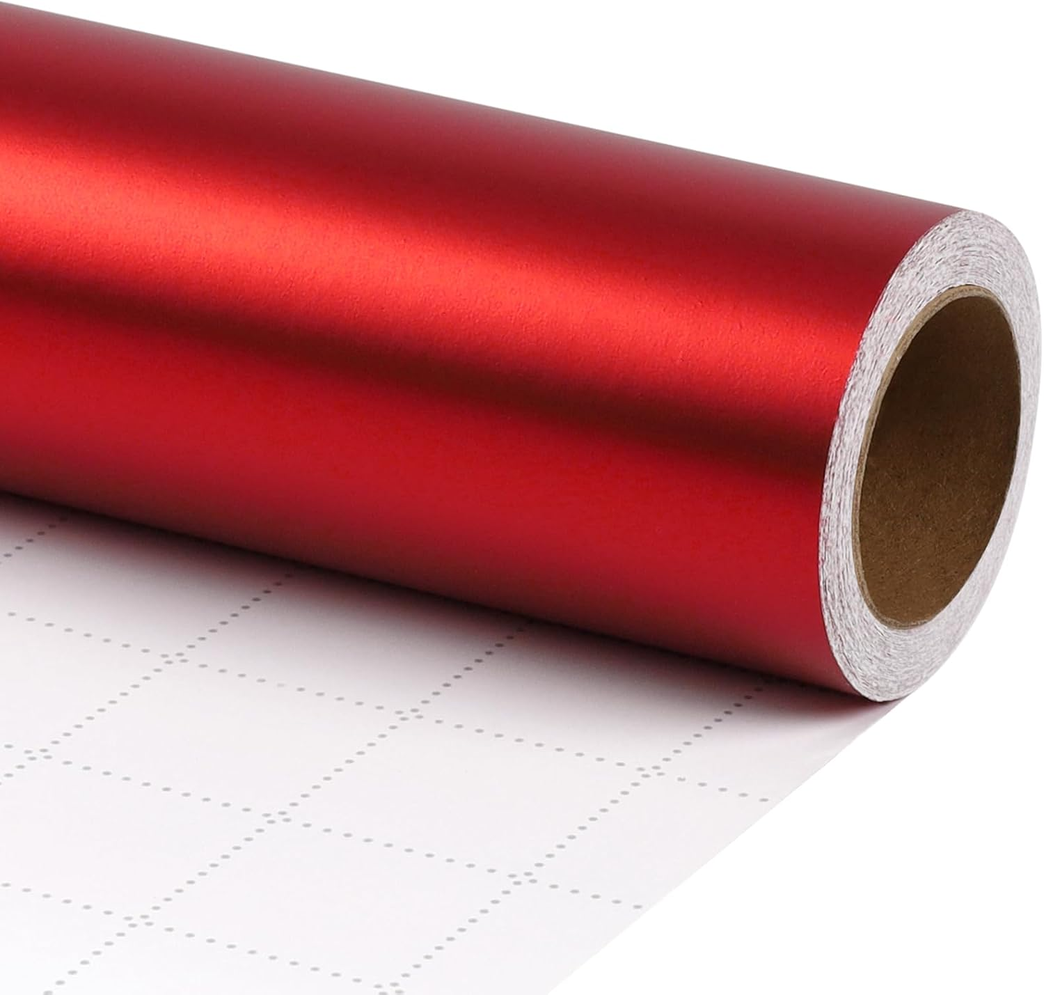 WRAPLA Red Wrapping Paper, Solid Color Matte Metal Gift Paper Roll - 43Cm X 12M Perfect for Wedding, Birthday, Baby Shower(17Inch X 40Feet)