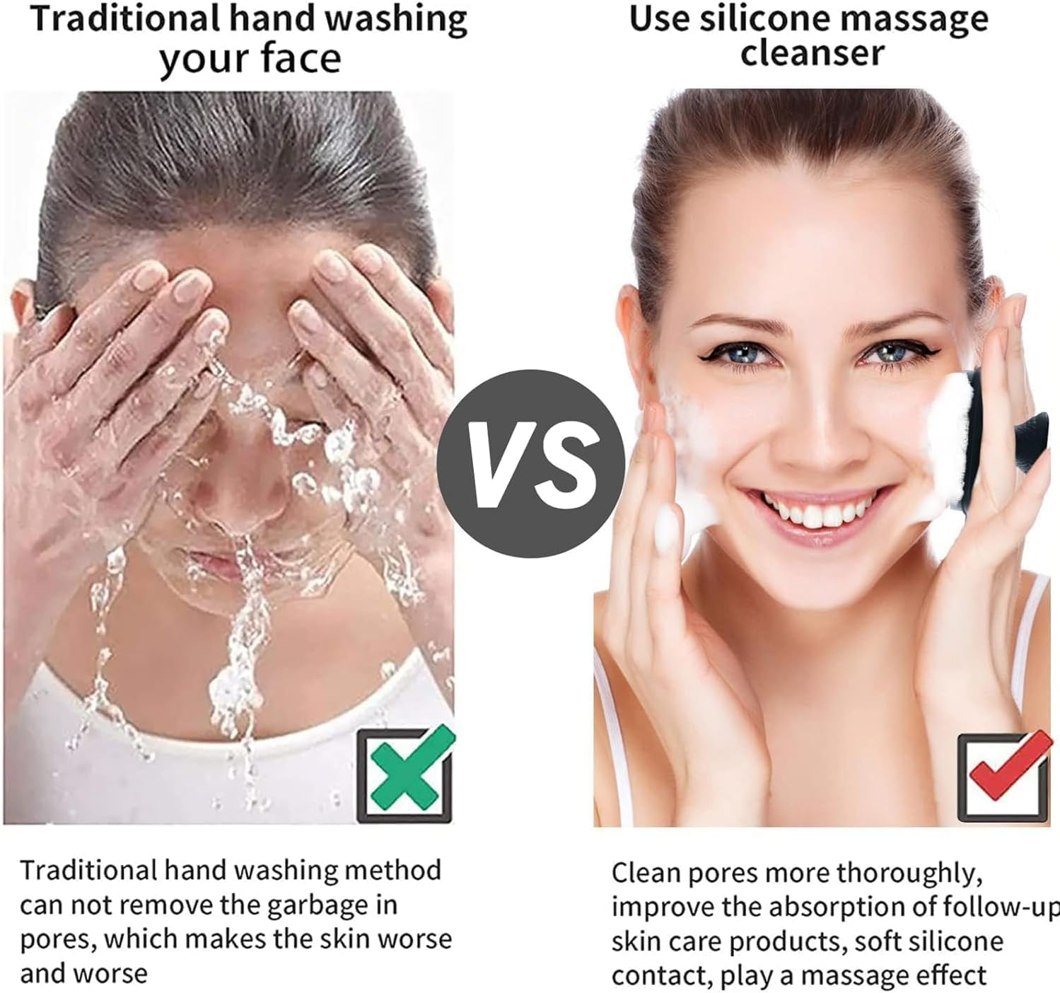 Face Scrubber, Silicone Face Scrubber for Men, Facial Cleansing Brush Silicone Face Wash Brush Manual Waterproof Cleansing Skin Care Face Brushes for Cleansing and Exfoliating (Black, One Size) image number 5