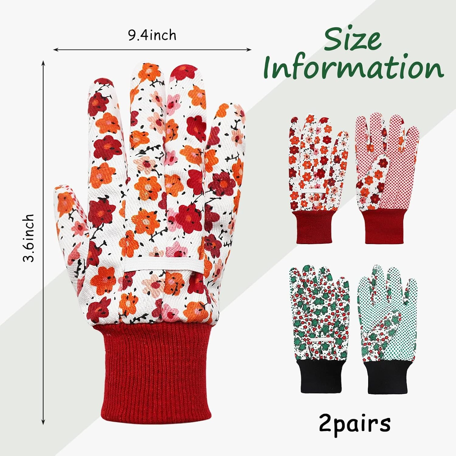 Gardening Gloves for Women, 2Pairs Comfortable Gardening Working Gloves for Ladies Women,Floral Garden Gloves with Elastic Cuffs and Non-Slip for Yard, Fishing, Camping