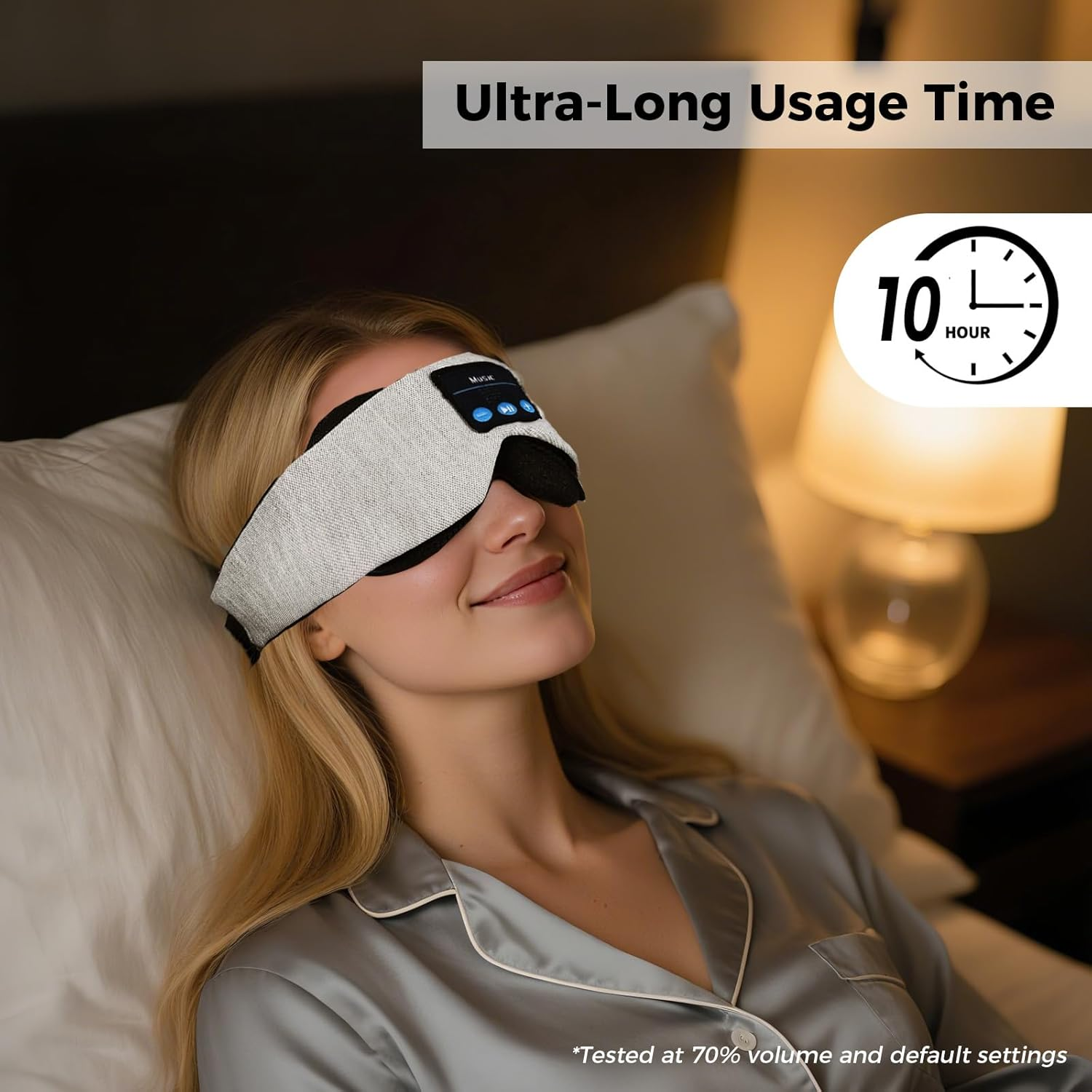 Sleep Mask, 3D Bluetooth Sleep Headphones, Adjustable Sleeping Mask for Women Men, Perfect Gifts Blindfold for Sleep/Travel/Sports (Grey) - Grey image number 2