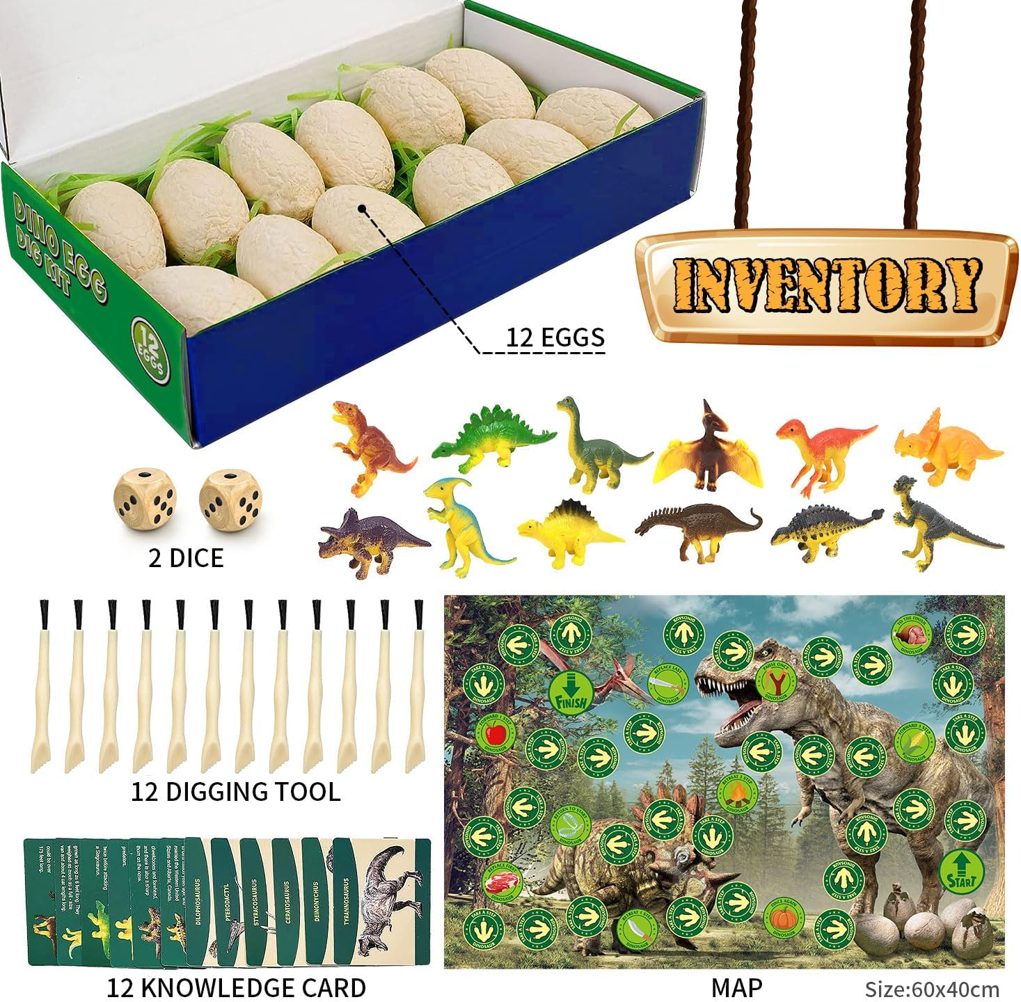 Dinosaur Toys, Dinosaur Egg Dig Kit Kids- Surprise Eggs Pack with 12 Unique Dinosaurs- Easter Eggs Science STEM Gifts for Boys Girls Dino Eggs Excavation Toy for Age 4 5 6-8 8-12 Year Old image number 3