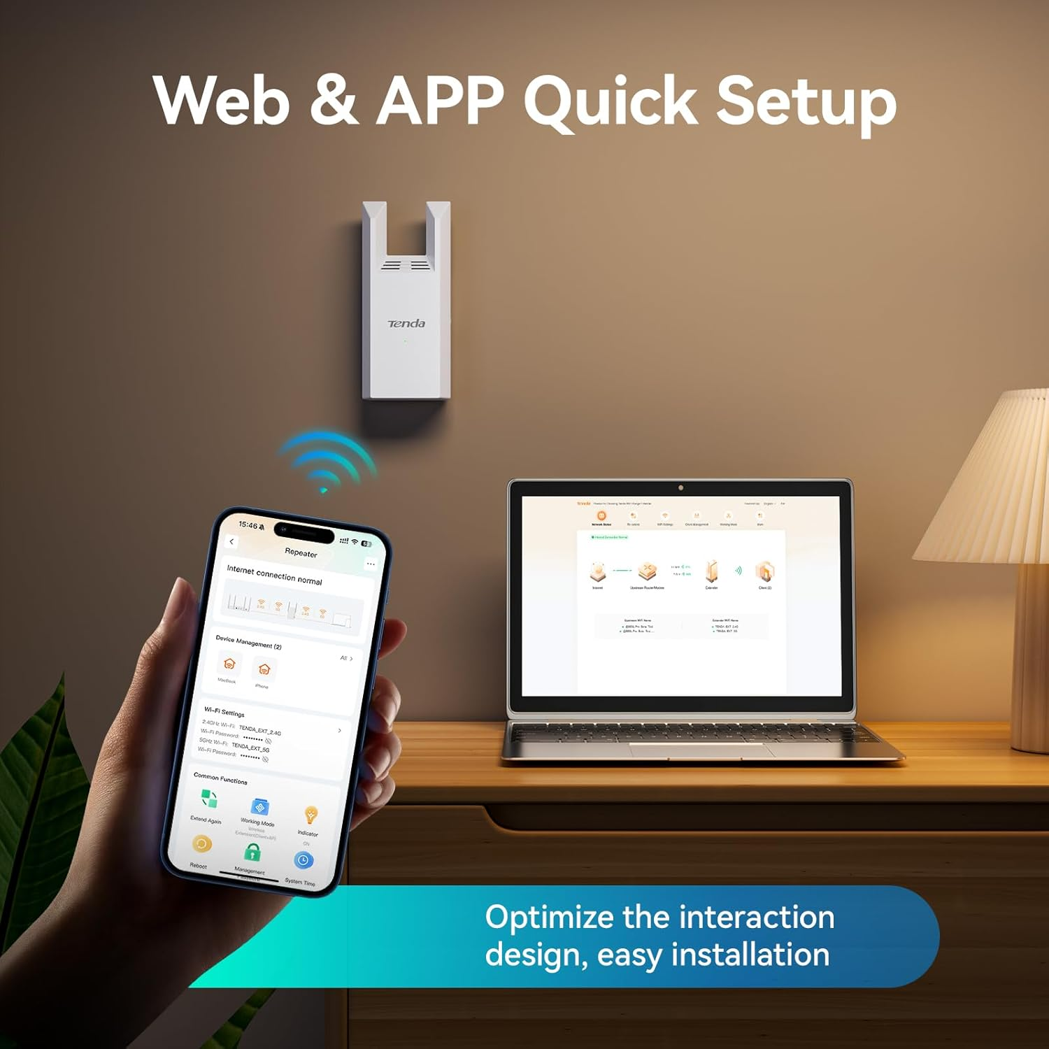 Tenda AC1200 Wifi Extender with Gigabit Ethernet Port, Dual Band 867Mbps 5Ghz/300Mbps 2.4Ghz, Wifi Extender Signal Booster for Home, Wifi Range Extender Covers up to 1500 Sq.Ft & 30 Devices (A18Pro) image number 1