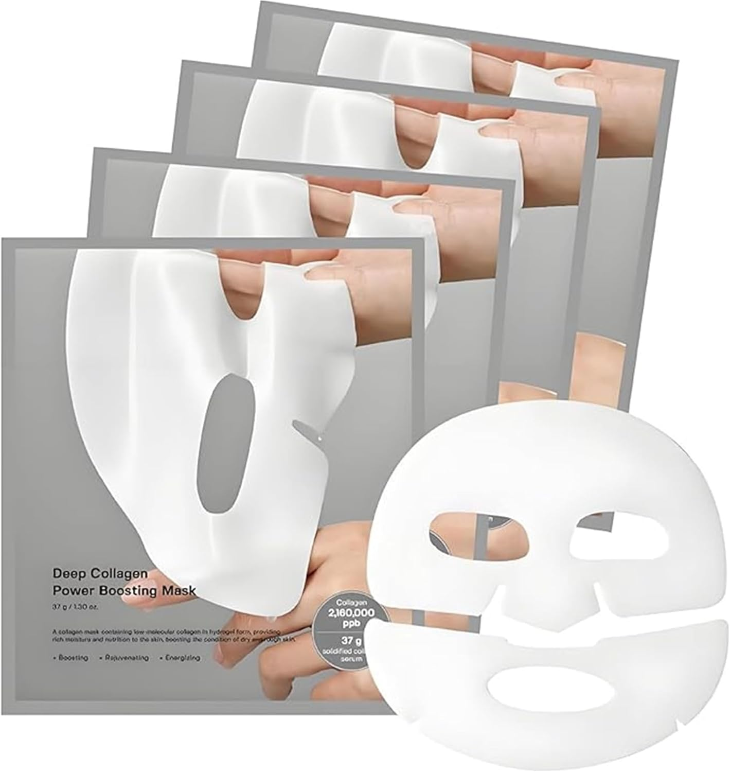 Facial Mask, Deep Collagen, Enhance anti Wrinkle, Slow Facial Aging, Lift, Tighten, Moisturize and Soothe the Face, Two Sets (8 Pieces in Total) image number 4