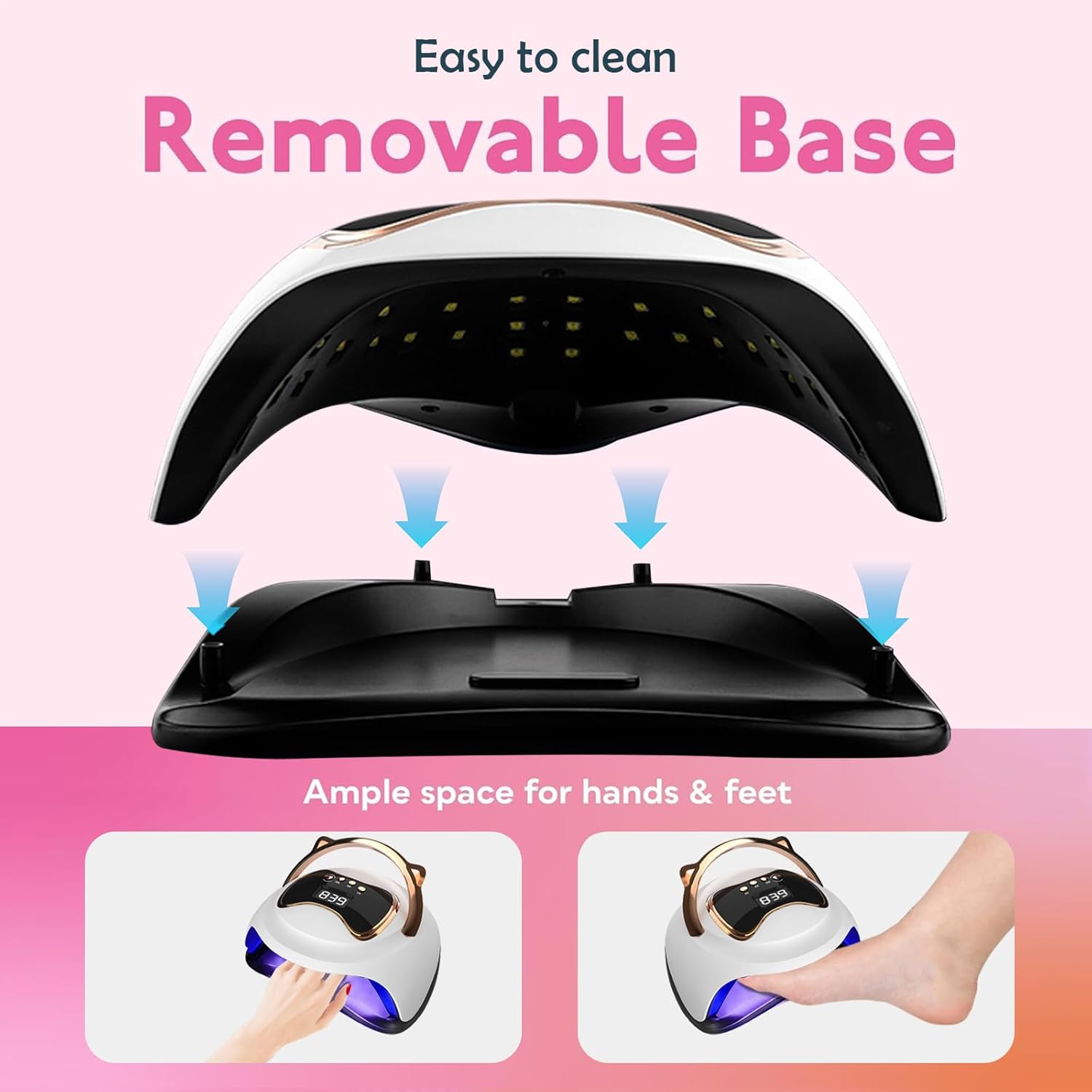 XIULIUU UV LED Nail Polish Lamp, 120W Portable UV/LED Nail Lamp with 3 Timers, Professional for Nail Art Tools Accessories White image number 4