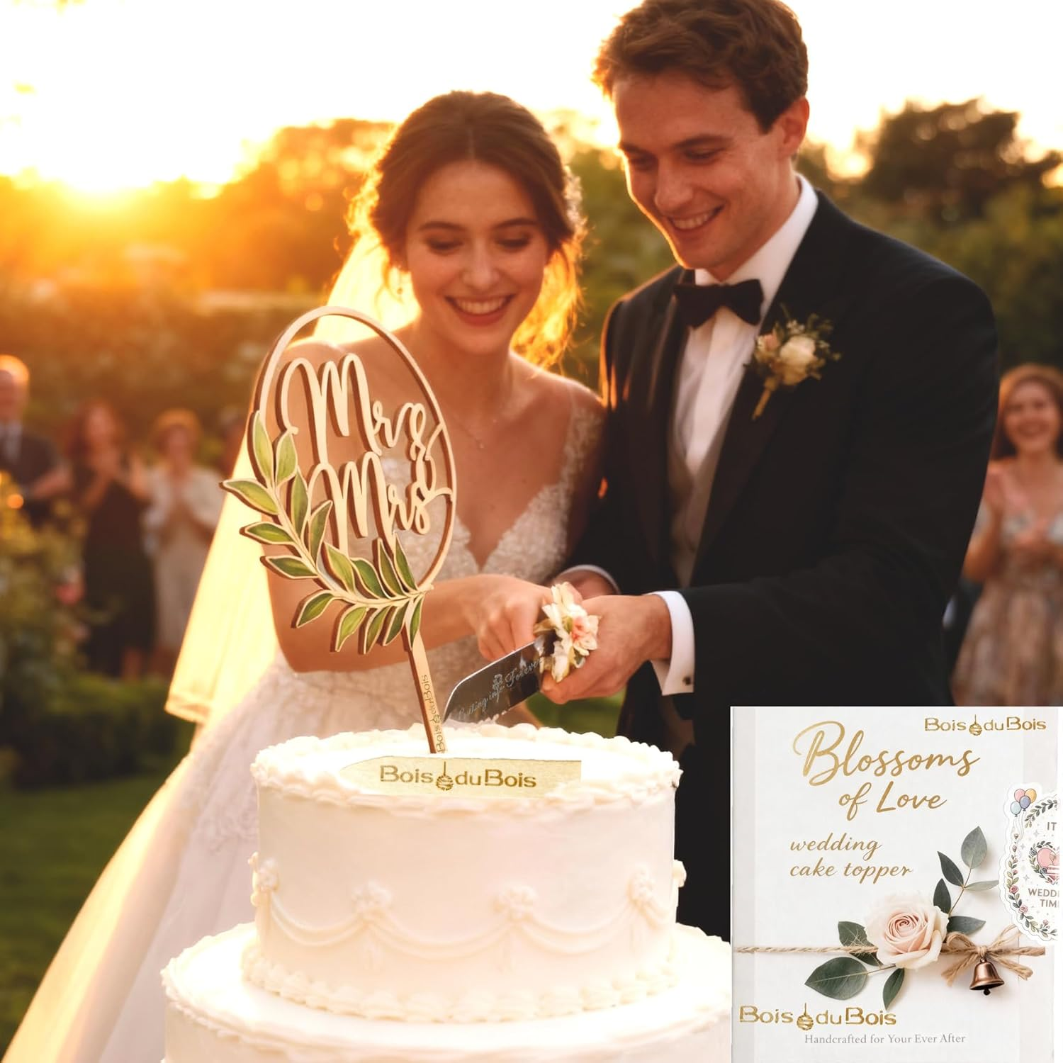 Boisdubois Mr and Mrs Cake Topper &ndash; Elegant Wooden Wedding Topper, Perfect for Cake Decorations, Bridal Shower, and Anniversary &ndash; Unique Cake Topper for Wedding image number 4