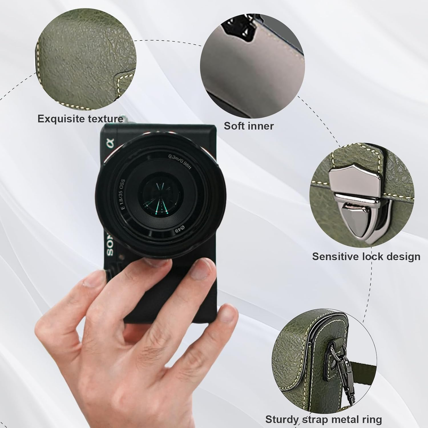 VOVMOEYA Camera Case for Canon Powershot Sx740/Sx730/Sx720,Retro PU Case for Canon G7X Mark III/G7X Markii/G7 X,Case for Sony RX100 Series,For Ricoh GR Iiix/Gr Iii/Grii/Gr,Three Carrying Methods, - Brown image number 4