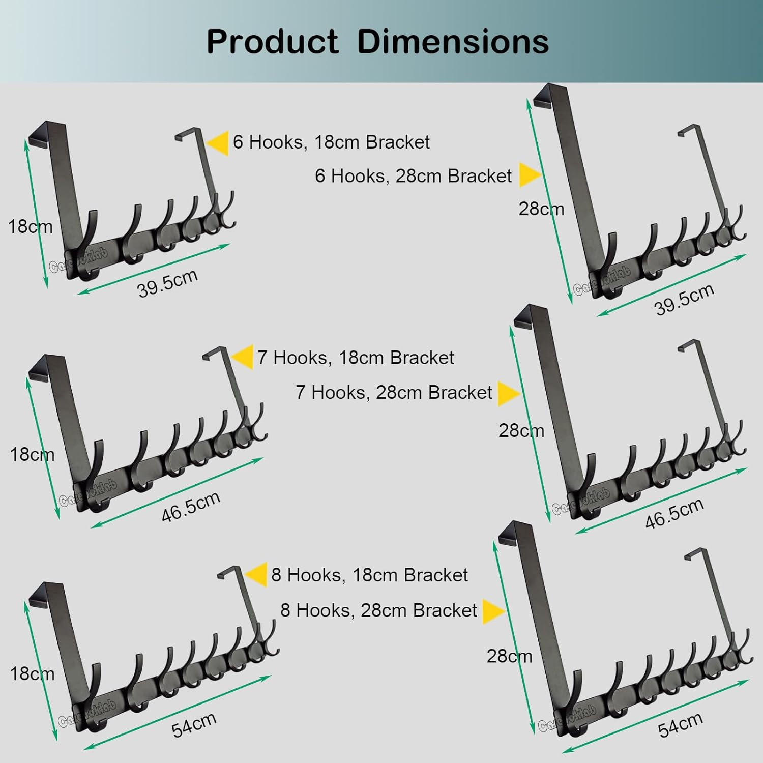 Careuoklab 2 Pack over the Door Hooks Hanger, Coat Rack for Hanging Clothes Hats Bags Towels Umbrellas Keys of Bedroom Bathroom Kitchen(Black 6 Hooks) image number 5