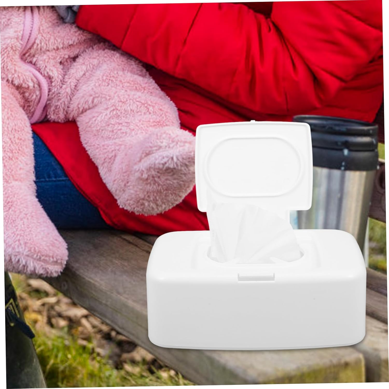 Alipis Refillable Wet Wipes Dispenser Box Plastic Travel Wipes Case White Key Press Holder for Nursery, Living Room, and Bedroom image number 2