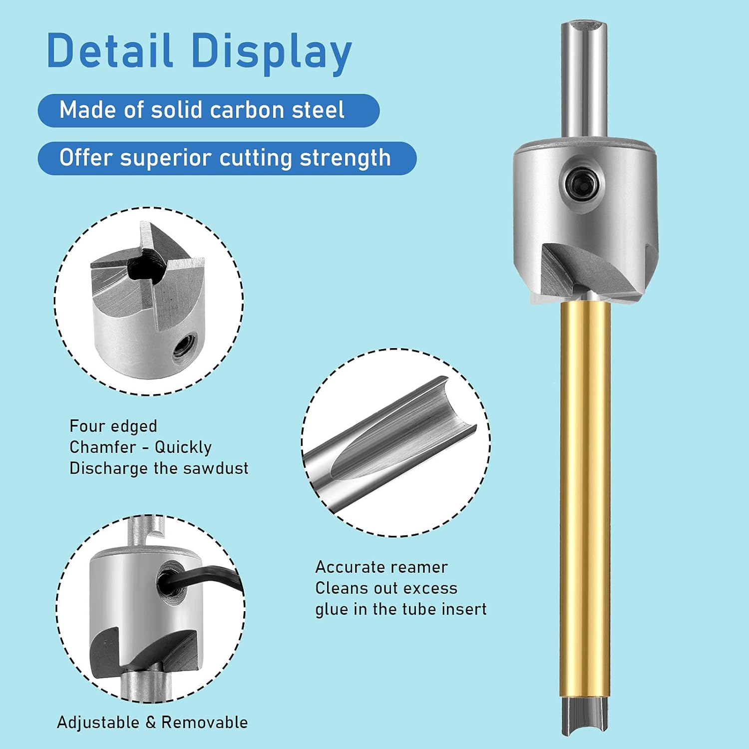 7 Piece Pencil Trimmer Kit Pencil Trimmer System Milling Cutter Set 7Mm 8Mm 3/8 Inch 10Mm Cutter Shaft, Cutting Head Socket Adapter Hex Wrench for Woodworking Pen Kit Preparation image number 6