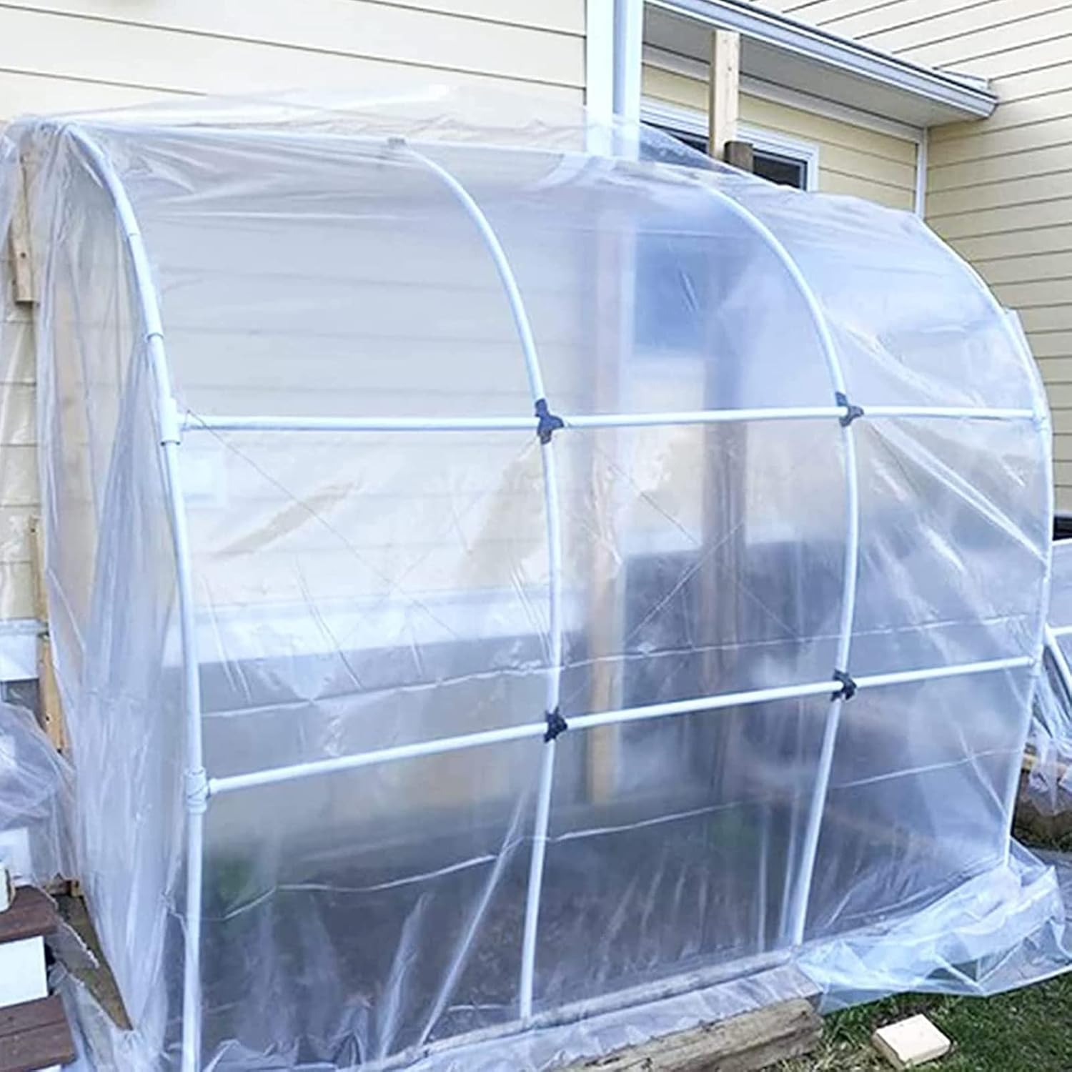 PALUDO 2 X 3M Extra Thick Clear Heavy Duty Polythene Sheeting, Plastic Dust Waterproof Sheets, Garden Grow Polythene Cover Sheets, for Gardening Insulation Building Rubble Protection (250Mu / 1000G) image number 1