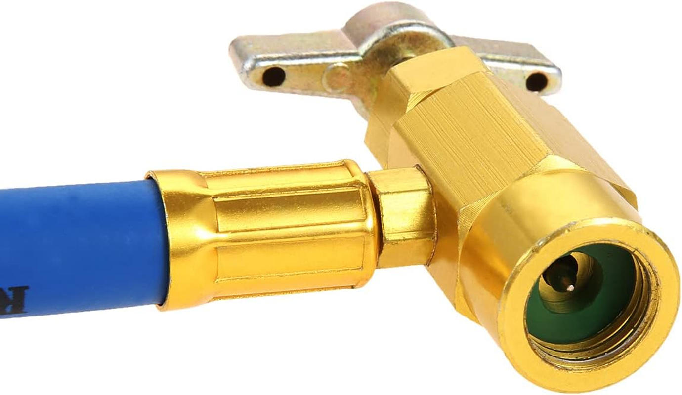 Aupoko R134A AC Refrigerant Charge Hose Kit, 1/2&rsquo;&rsquo; Acme Can Opener Tap Dispensing Valve, and Recharge Hose with Pressure Gauge, Fits for Car AC Air Conditioning Refrigerant image number 6