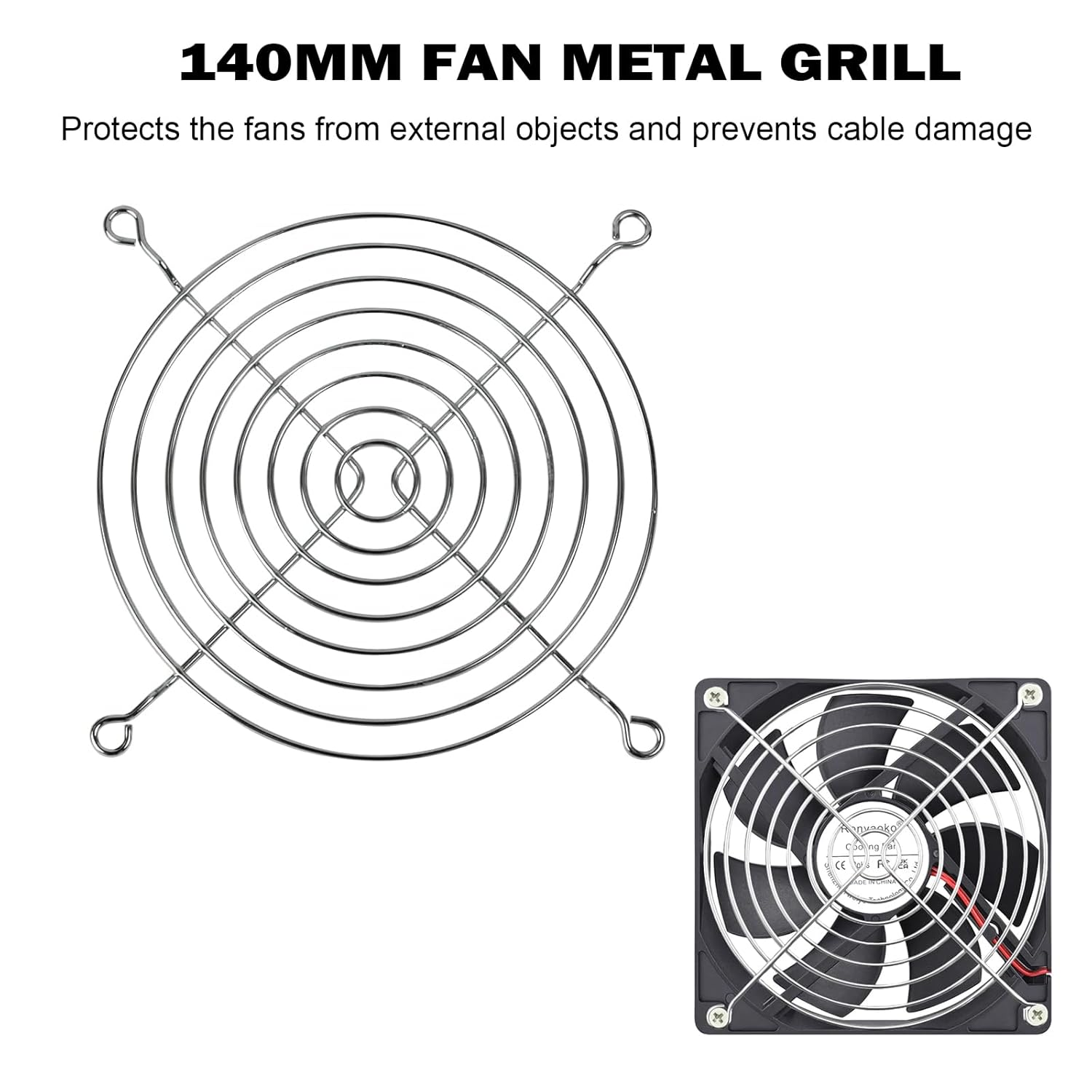140Mm Grill, Metal Grill for 140Mmx140 Fans, Computer Cooling Fan Cover，Air Ventilation Protector Guard，2 Pcs image number 4