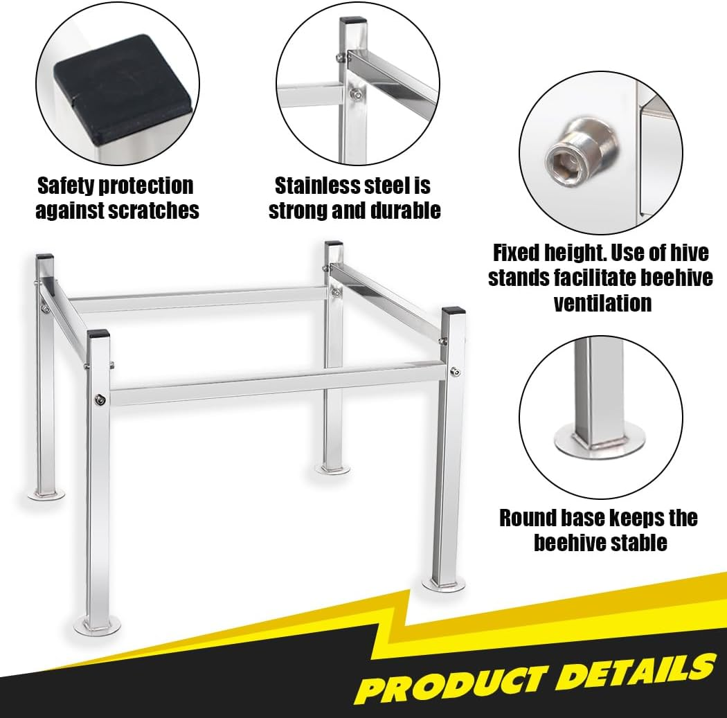 Honey Lake Metal Bee Hive Stand for 8/10 Frame Beehive Box, Easy to Assemble Sturdy Beehive Stand for Beekeeping, Bee Hives Frame Stands with round Base - Beekeeping Supplies & Tools image number 3