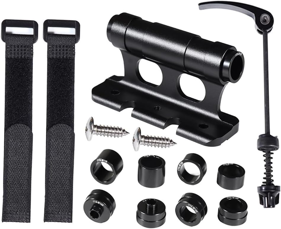 Bike Fork Mount, Bike Fork Mount Block Bicycle Front Fork Versatile Aluminum Alloy Fixed Clip Bikes Rack Stand for Cycling Trailer Traveling with Adapters, Screws, Straps, Black image number 3