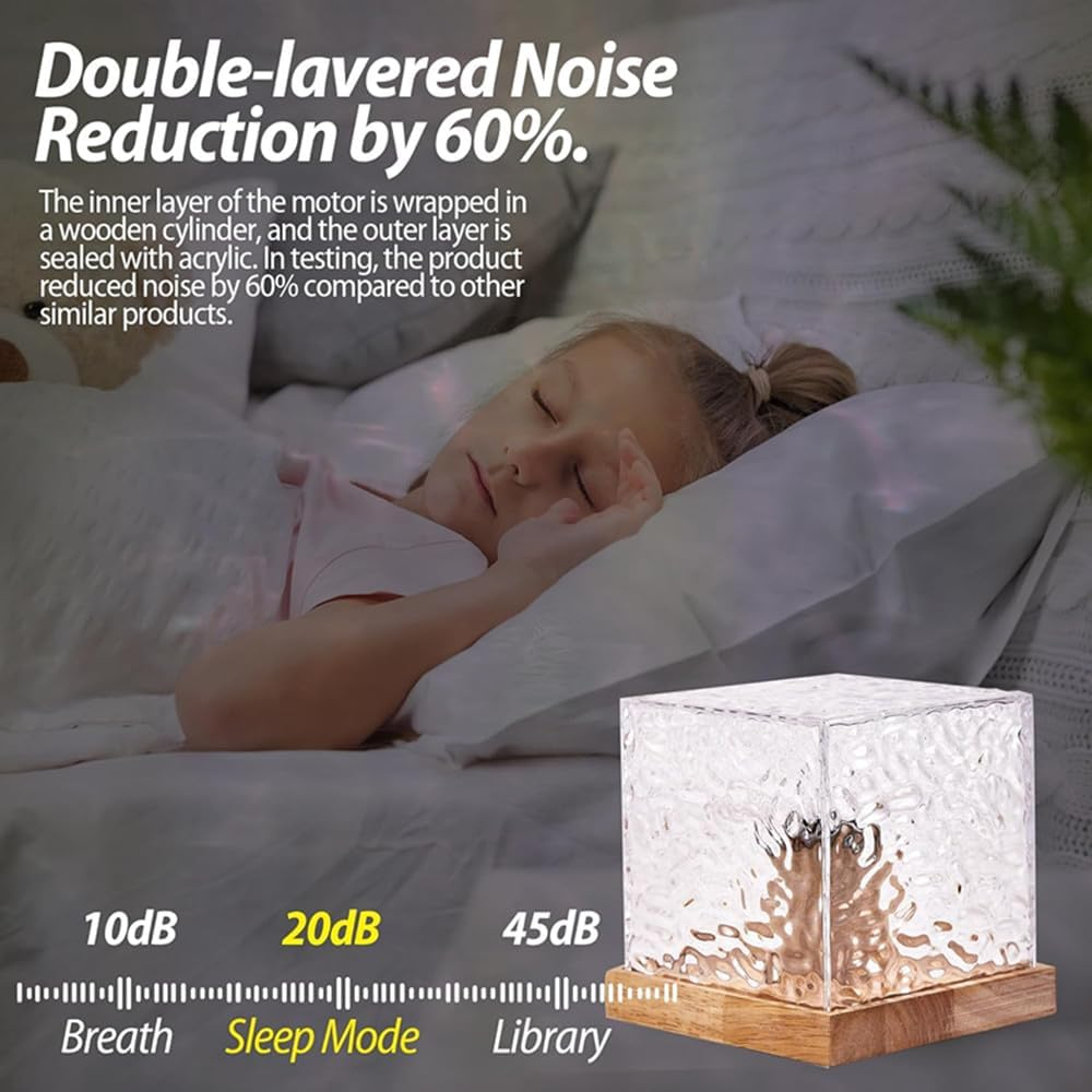 LED Aurora Lamp, Water Ripple Projection Lamp, Wave Projection Lamp with Remote Control, 16 Colours Gradient Rotating Flame Crystal Lamp, Romantic Atmosphere Spotlight for Bedroom, Bar (Square) image number 5