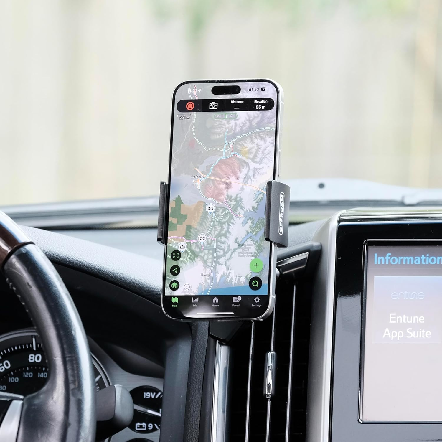 Offroam Phone Mount for Toyota Landcruiser 200 2016-2021, 4X4 Rated, CNC Machined Aluminium, One-Hand Operation image number 2