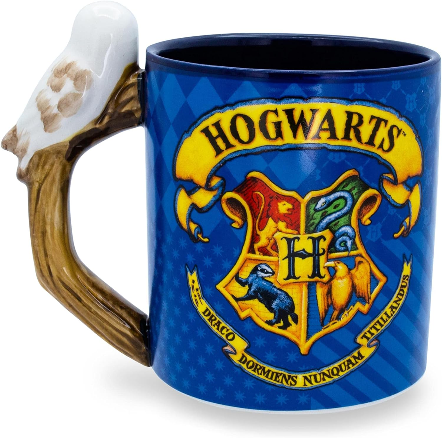 Silver Buffalo Harry Potter Hogwarts House Crest Sculpted Owl Handle Coffee Ceramic Mug, 1 Count (Pack of 1), Blue image number 2