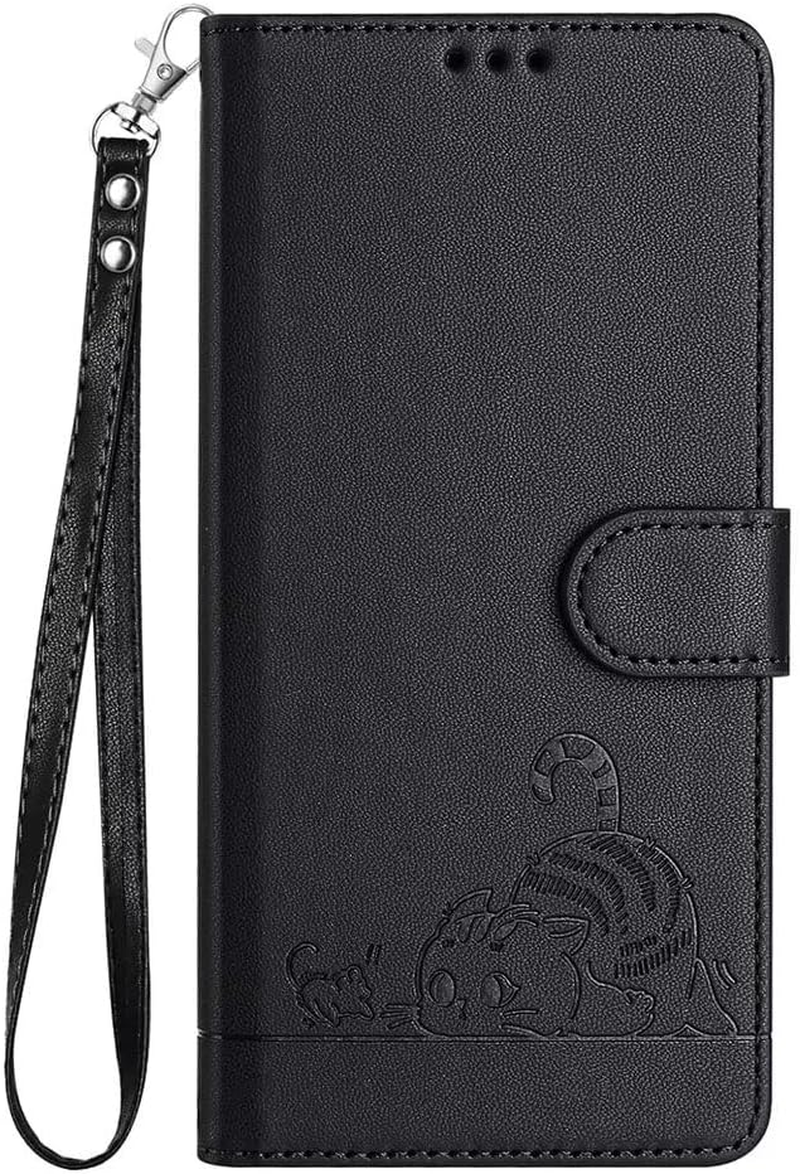 SEAHAI Case for Motorola Edge 60 Fusion/Edge 60 5G Phone Case, Cute Embossed Cat Premium PU Leather Folio Wallet Shockproof Protective Case with Stand/Card Slot/Rfid Protection, Light Green