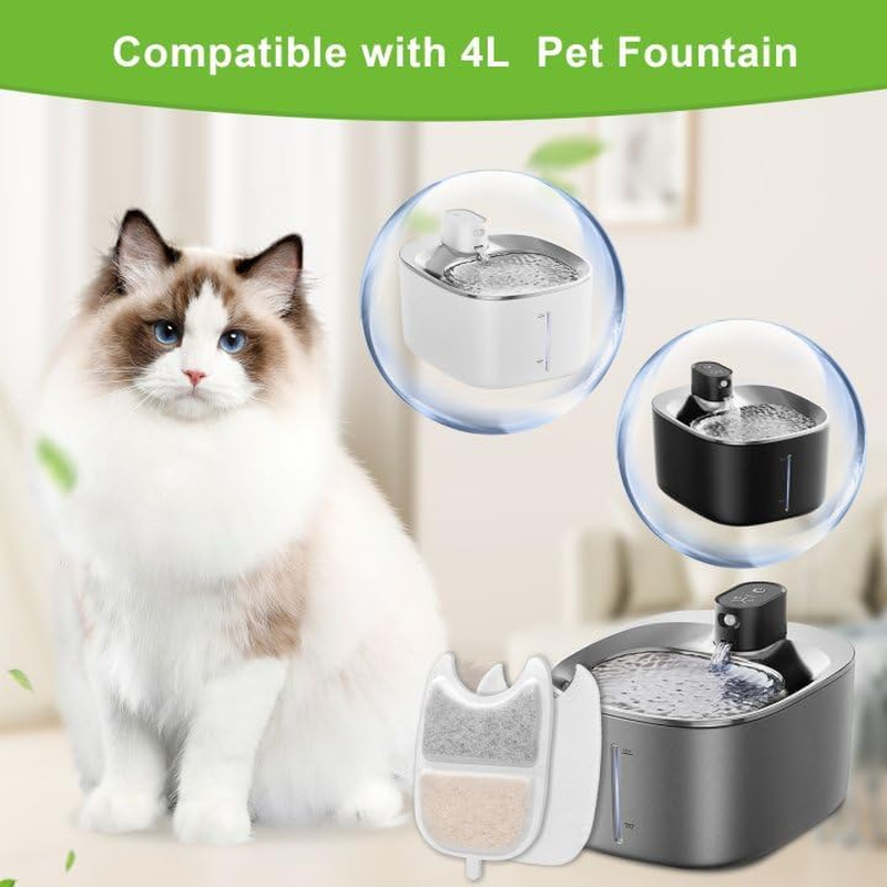 Cat Fountain Filter 12 Set, 12 Pieces Filter Cat Fountain and 24 Pieces Foam Filter Replacement Filter with Resin and Activated Carbon with for 4L Cat Fountain Wireless with Motion Sensor image number 3