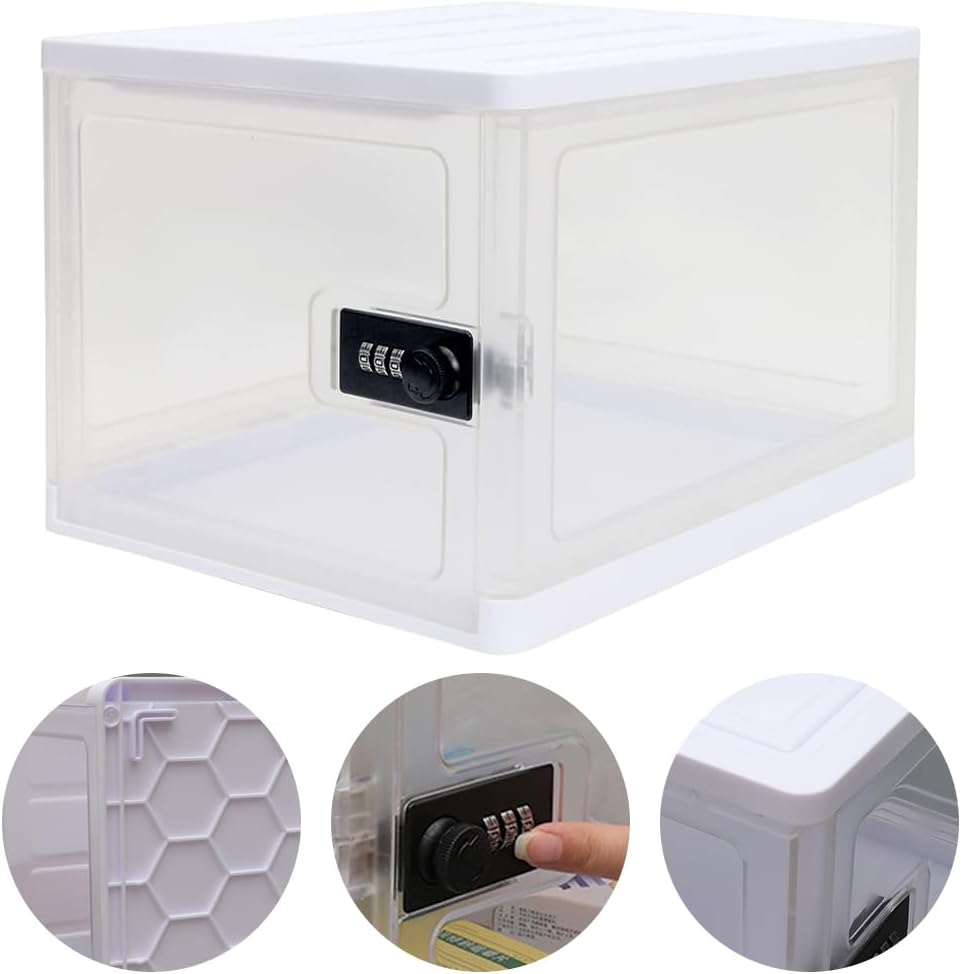 Clear Lockable Storage Box,Lockable Storage Bin,Food Storage Case,Food Safe Locking Box,Item Secure Storage,For Medicine,Snacks, Electronics image number 6