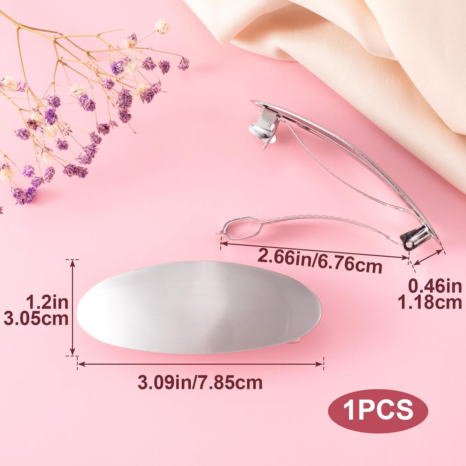 3Inch Oval Hair Barrette Vintage Metal Large Hair Clip Silver French Wedding Prom Formal Hair Accessories for Women Girls Long Thick Hair image number 3