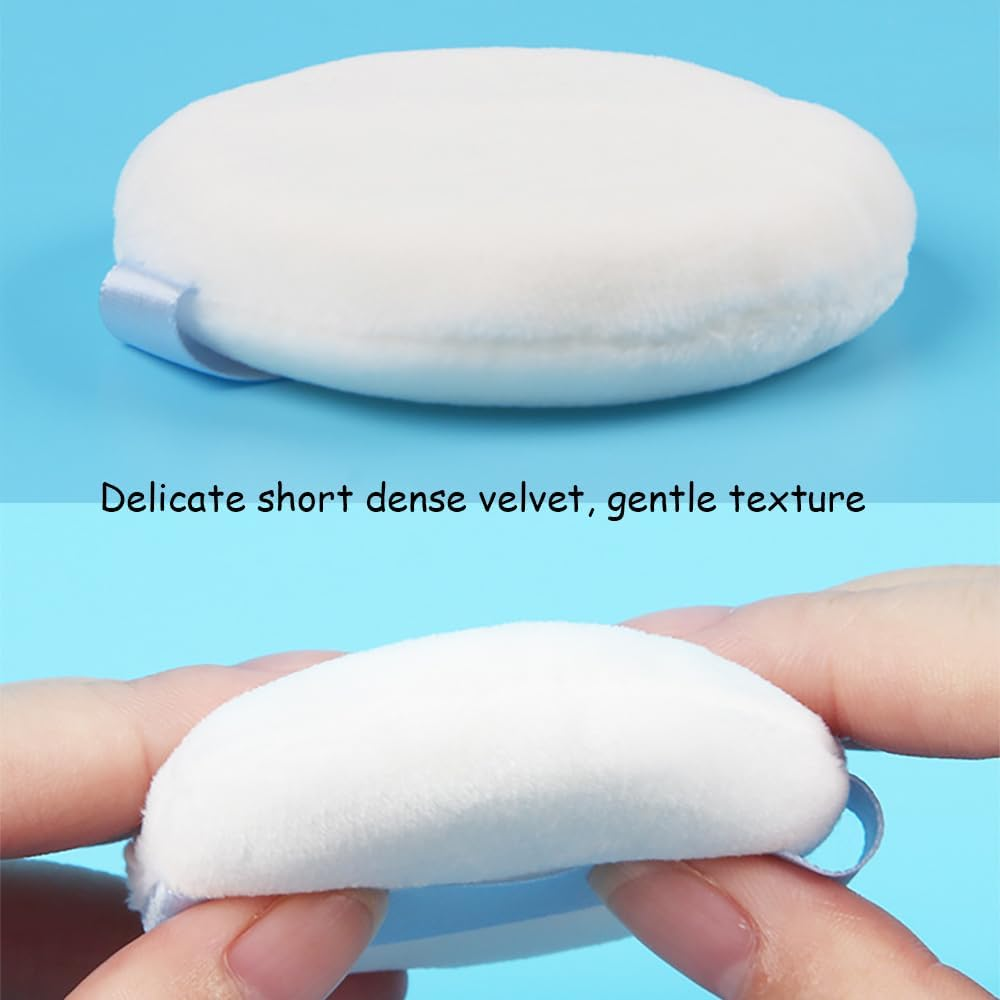 Ultra Soft Powder Puff and Container 3.3" High Density Velvet Dusting Washable Reusable Powder Puff,Body Powder Puff and Glass Jar Holder Loose Powder Box with Puff for Face Makeup(Gray) - Yurt-Amber image number 7