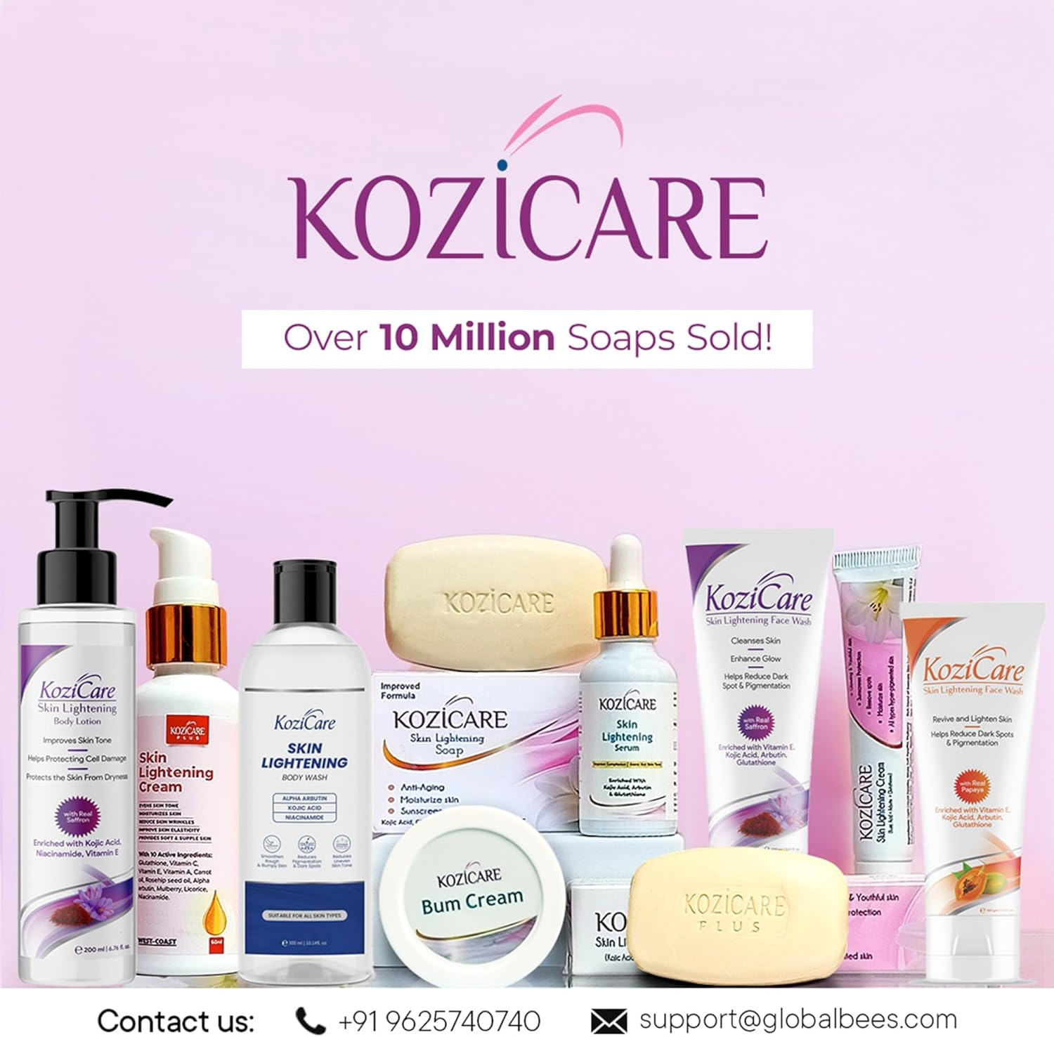 Kozicare Kojic Acid & Glutathione, Saffron Soap | Body Tan Removal & Detan Soap | for Men & Women | for Dark Spots, Excess Oil & Acne Scars | Even Out Skin Tone - Pack of 3