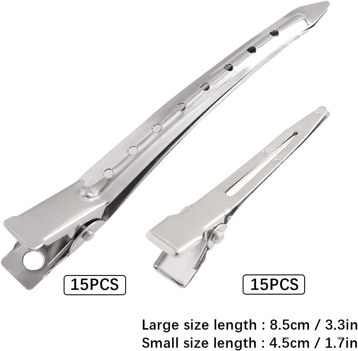 AYNKH 30 Pieces Duck Bill Hair Clips with Styling Comb, 1.8Inch/3.5Inch Silver Metal Rustproof Alligator Curl Clips with Holes for Hair Styling Coloring Sectioning Salon Hairdressing Accessories image number 6