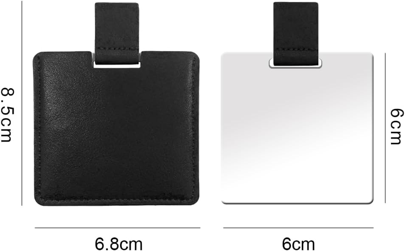 Ultra Thin Pocket Mirror Unbreakable Stainless Steel with PU Leather Bag, Easy to Carry, Lightweight and Suitable for Makeup, Camping, Travel (Black) - Black image number 2