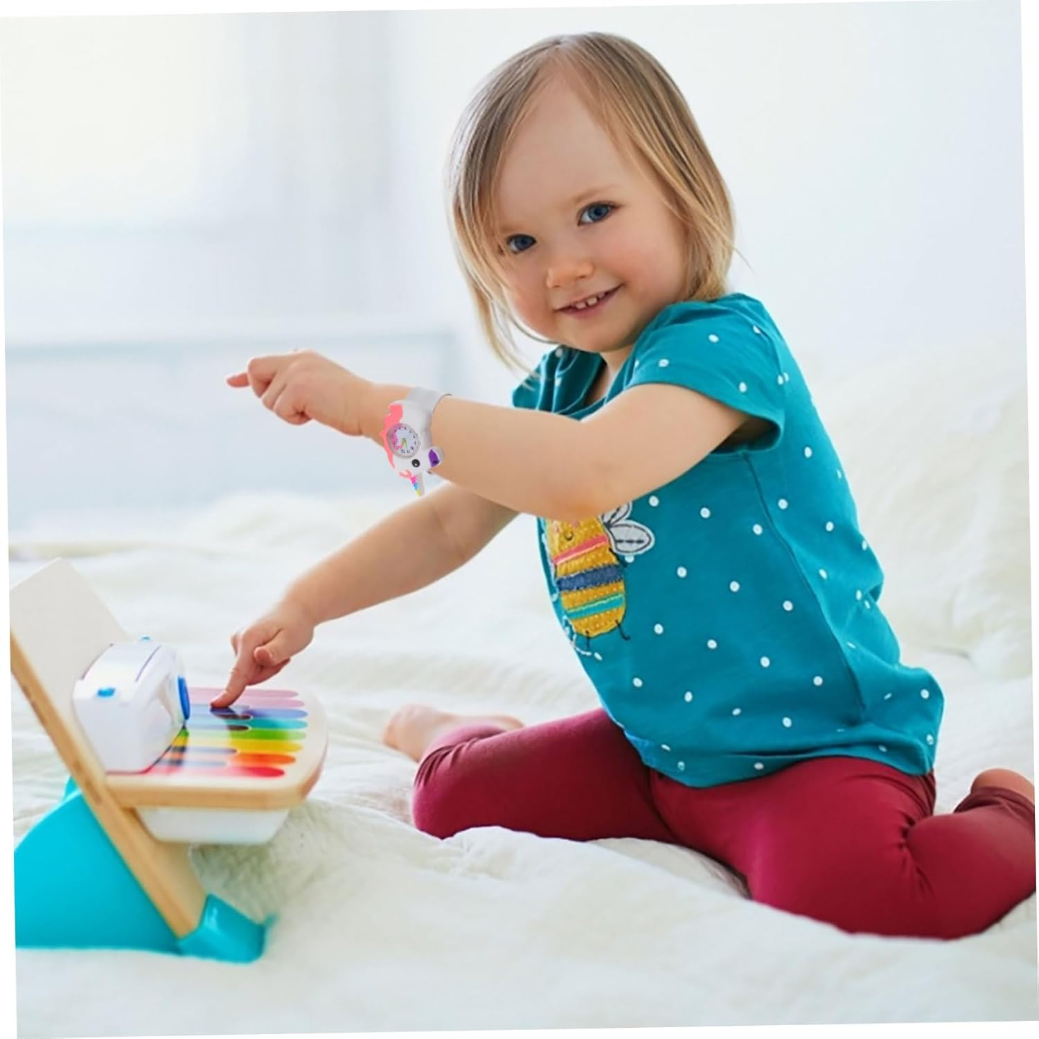 KONTONTY 1 Set Children'S Watch Necklaces Friendship Necklace Unicorn-Shape Slap Watch Unicorns Shaped Slap Watch Kids Silicone Slap Watch Digital Slap Watch Button Silica Gel Number image number 6