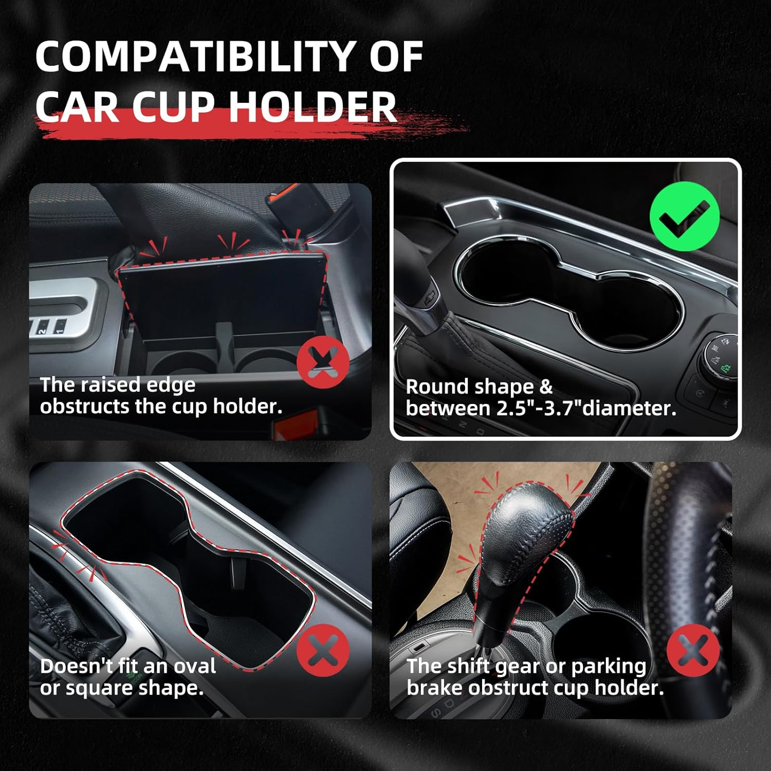 Cup Holder Expander, Car Cup Holder Extender Adapter with Expandable Base, Fits Large Water Bottles 500-1400 ML (7-10.5 CM) image number 4