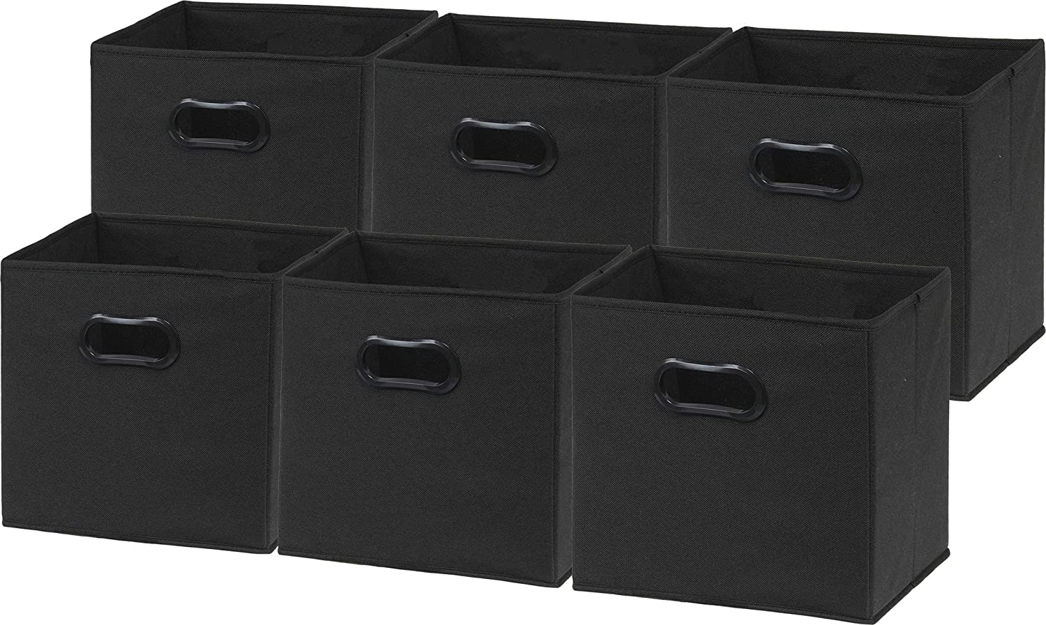 Simple Houseware 11 Inch Foldable Storage Cubes with Handle, 6 Pack, Black