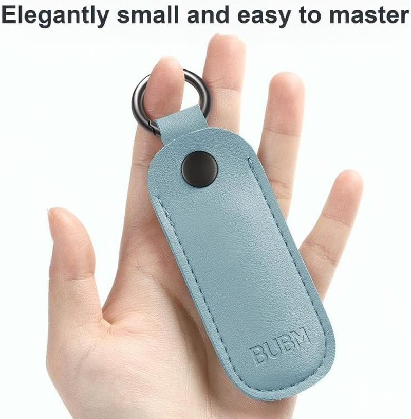 Microfiber Leather USB Flash Drive Case - anti Lost USB Flash Drive Holder Protective Cover with Keychain, Small Portable Storage Carrying Case for USB (Dark Blue) - Bean Green image number 3