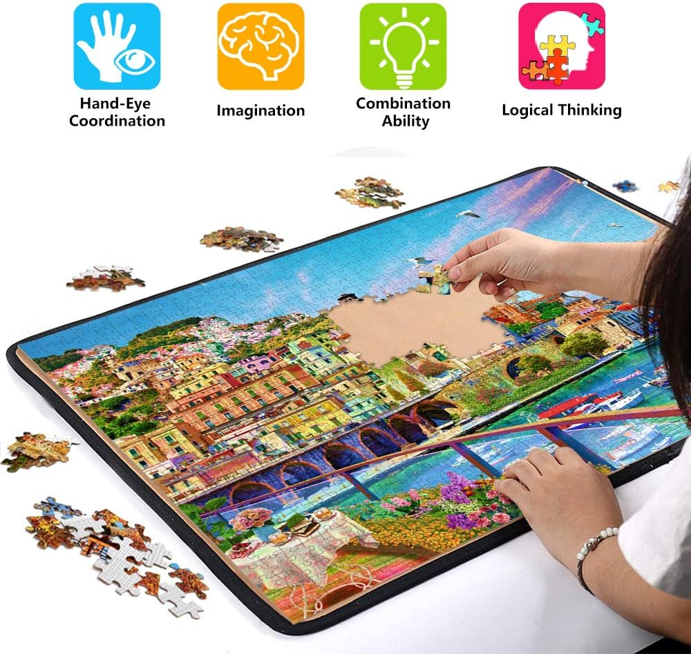 HUADADA Jigsaw Puzzles for Adults 1000 Pieces, Puzzles for Adults 1000 Piece, Challenging Game Toys, Impossible Puzzle, Family Decoration Puzzle - Beach Town image number 5