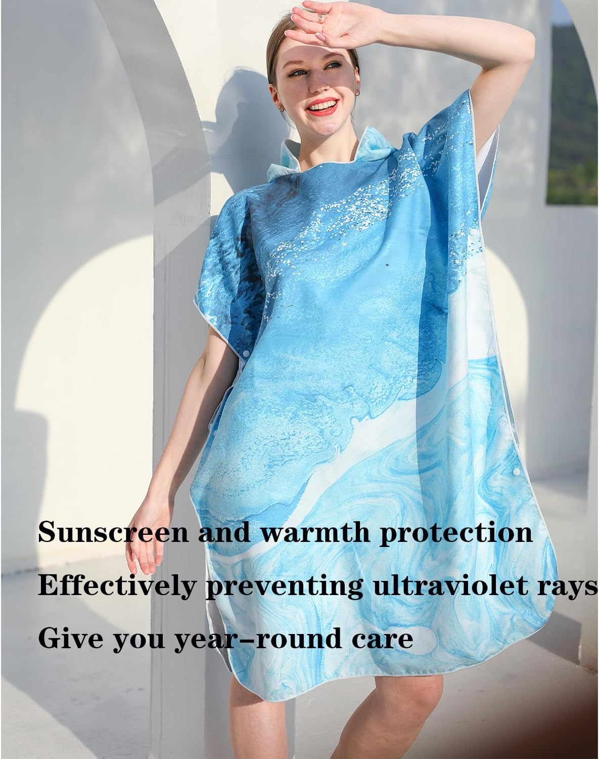 Changing Robe Towel, Surfing Cape Diving Suit Change Robe, Poncho Hooded Robe, Quick Dry Lightweight Microfiber Robe for Surfing Swimming and Beach, Adult Hooded Beach Towel, Oversized Towel image number 6