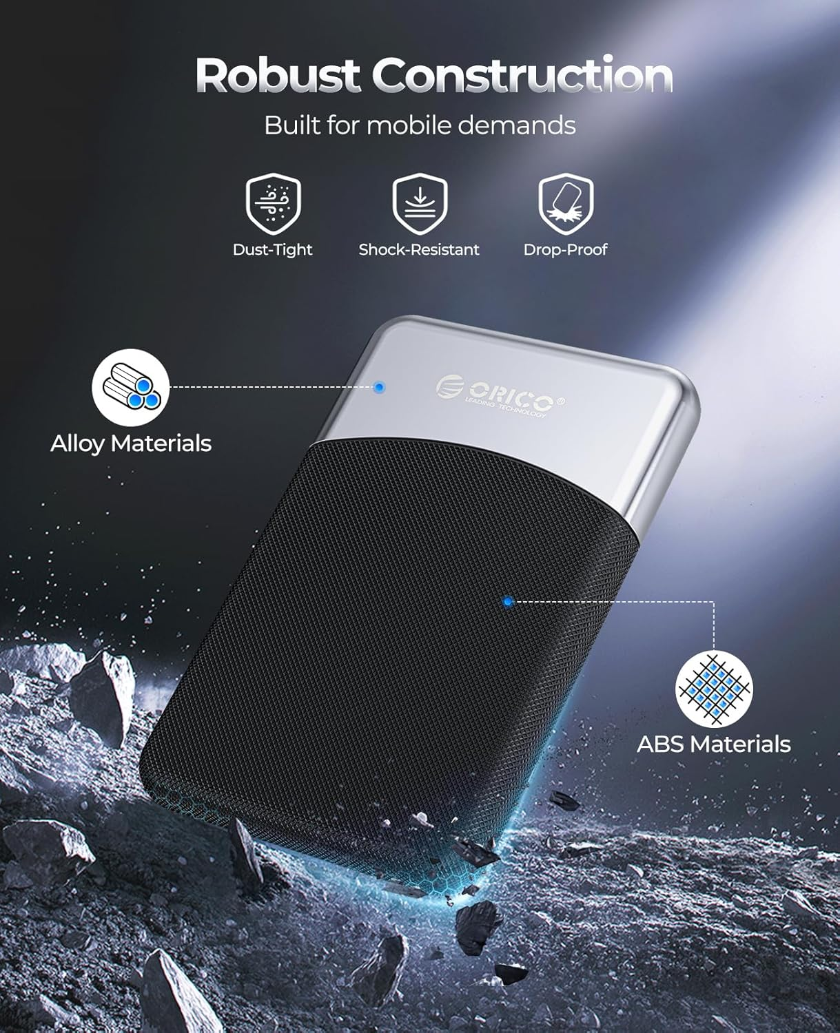 ORICO 2 TB External SSD with 2 in 1 USB C Cable, External Hard Drive SSD USB 3.2 Gen 1 up to 460 Mb/S, Portable SSD for USB-C Smartphone, PC, Tablet, Labtop - M25PRO image number 6