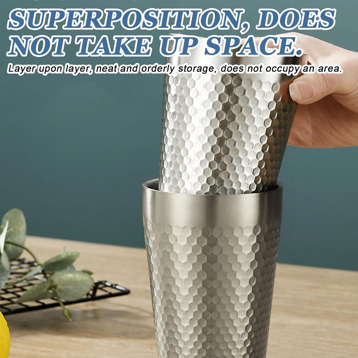 300 Ml Set of 5 Double-Walled Stainless Steel Cups, Stainless Steel Cup Made of 304, Camping Mug, Metal Cup for Camping, Picnic, Hiking image number 1