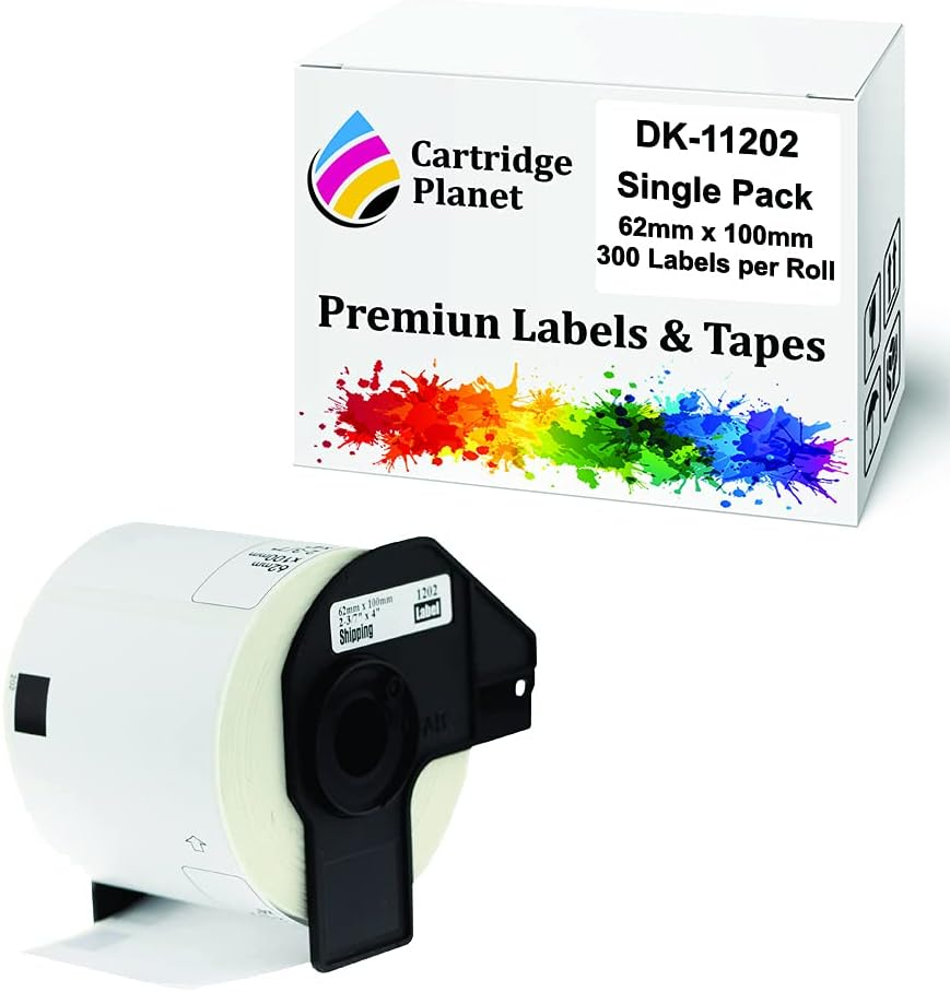 Cartridge Planet Compatible Label Roll 62Mm X 100Mm 300 Labels for Brother QL1050 QL1050N QL1060N QL1100 QL1110NWB QL500 QL550 QL570 QL580N QL650TD QL700 QL720NW QL800 QL810W QL820NWB Label Printer