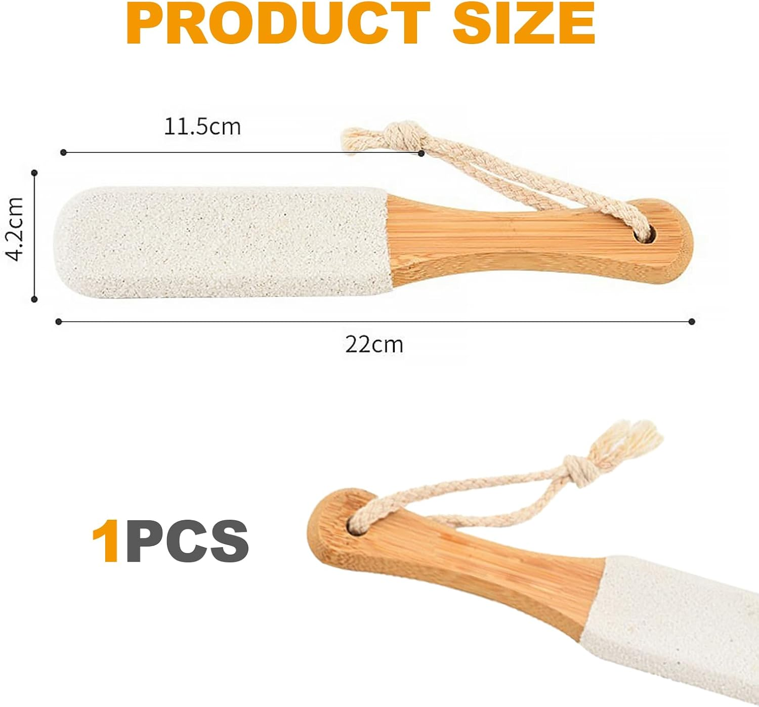 Foot Stone - Pumice Stone Exfoliating Pedicure Rasp, Wooden Handle Foot Scrubber, Callus Remover, Dead Skin Remover, Foot File for Healthy, Smooth Feet (White) image number 5
