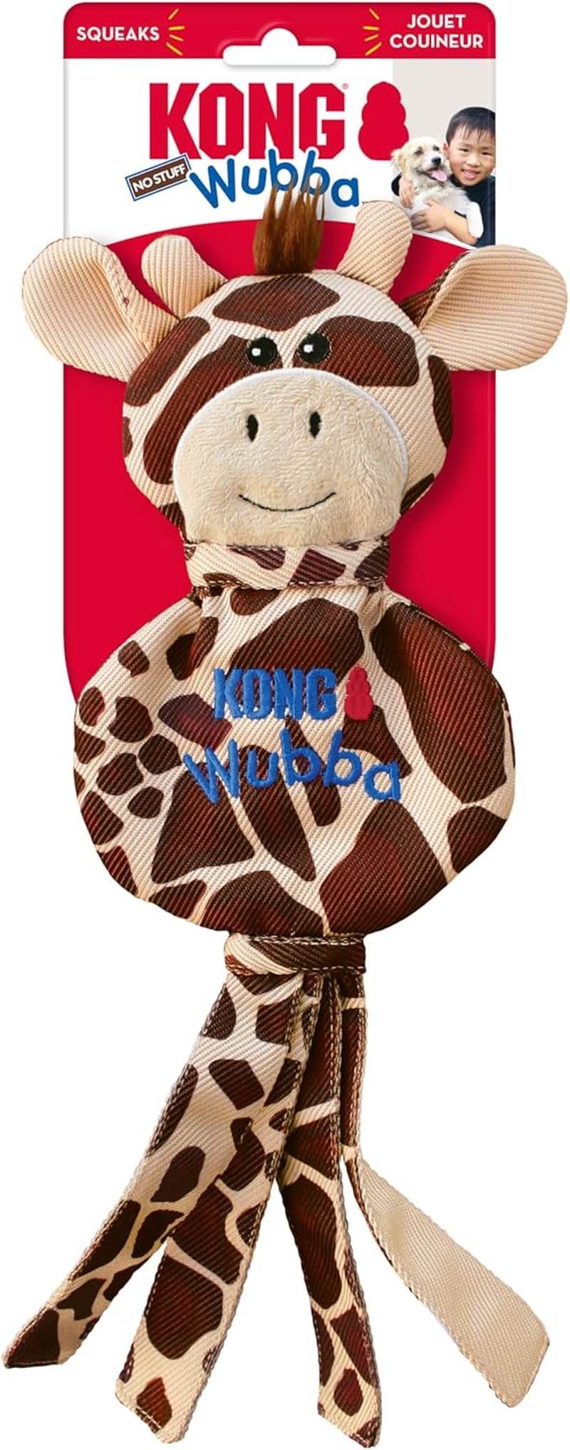 KONG - Wubba No Stuff Giraffe - Dog Tug of War and Fetch Toy (Assorted Colours) - for Large Dogs image number 4