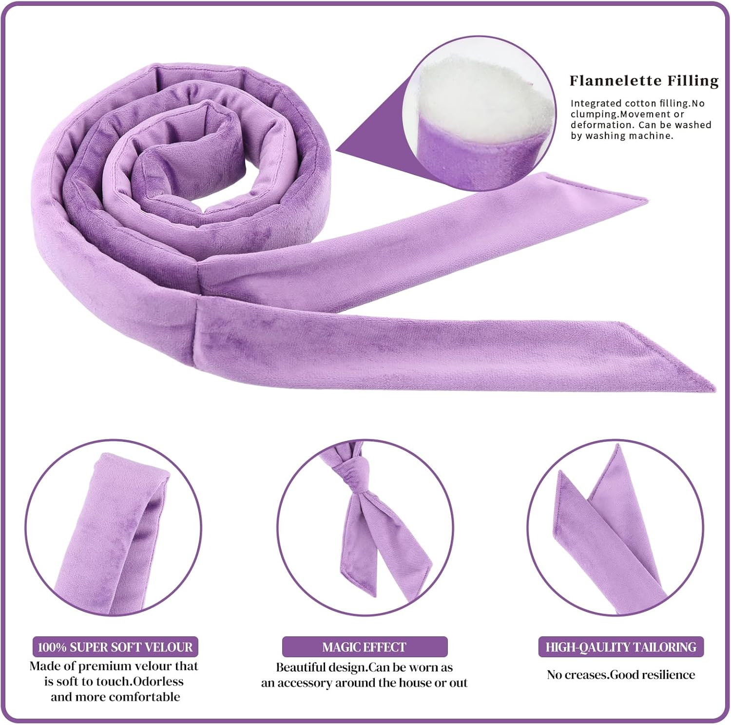 9 PCS Heatless Curlers Headband Set, Velour Heatless Curls, Soft and Comfortable Heatless Hair Curlers, Hair Curlers No Heat for Short & Long Hair (Purple, 9Pcs) image number 1