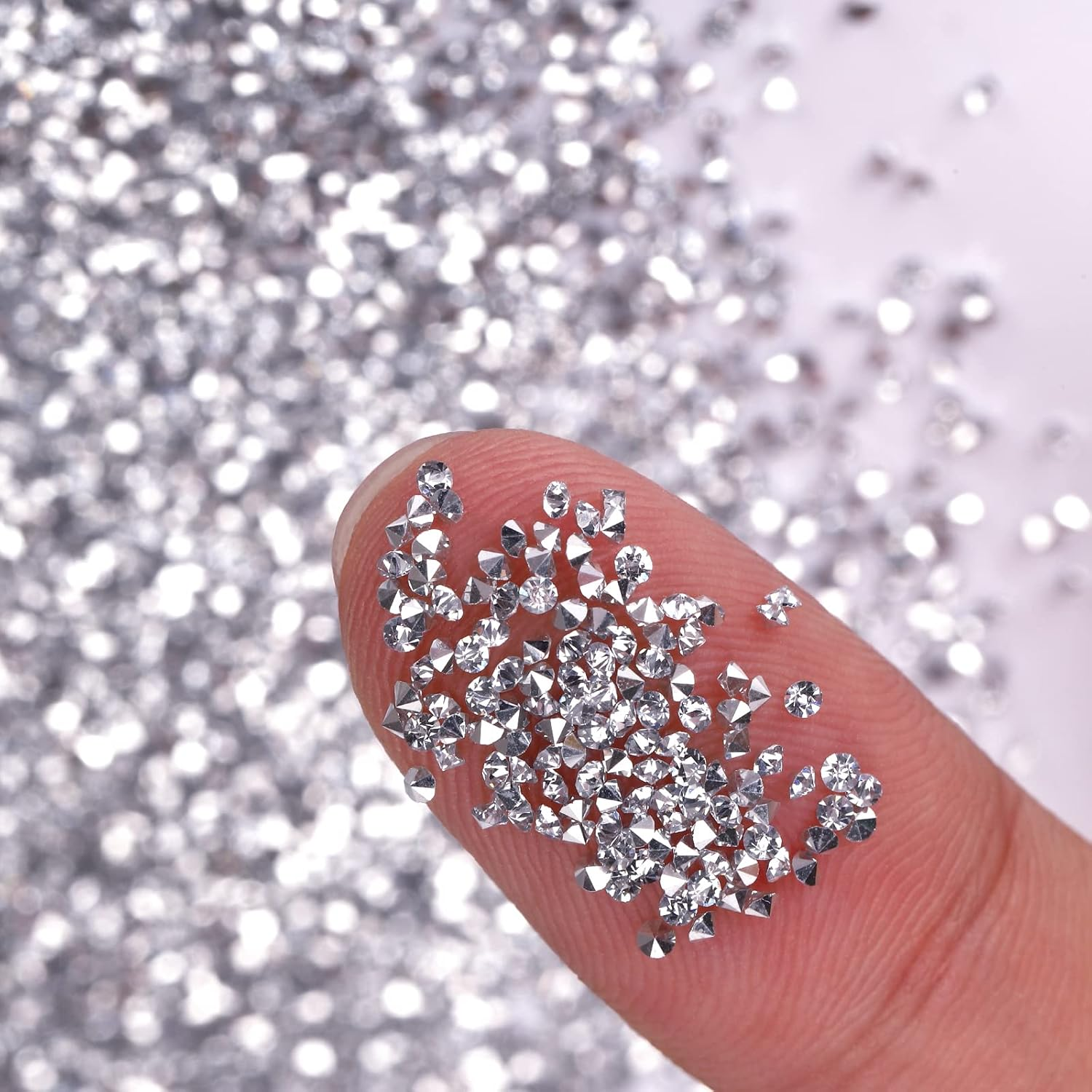 8000Pcs 1.2Mm Glass Silver Nail Art Rhinestones-Pixie Dust Nail Crystals Small Gems Stones-Micro Nail Glitter Beads Tiny Jewels Jewelry-Mini Rhinestone Little Diamonds for Acrylic Nails Charms Crafts